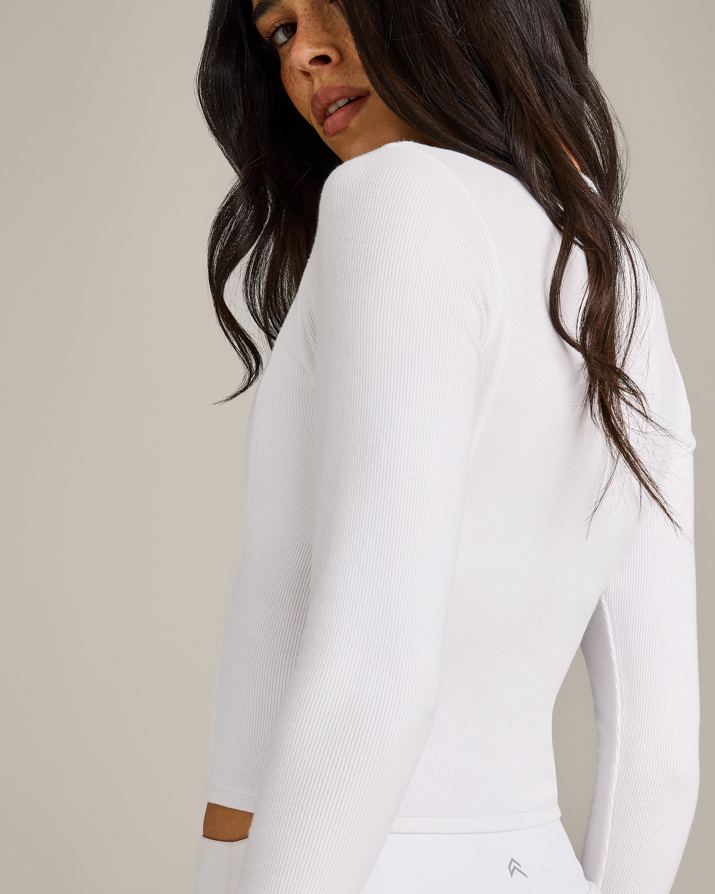 Alternative view of Mellow Rib Mid Long Sleeve Cardigan | White