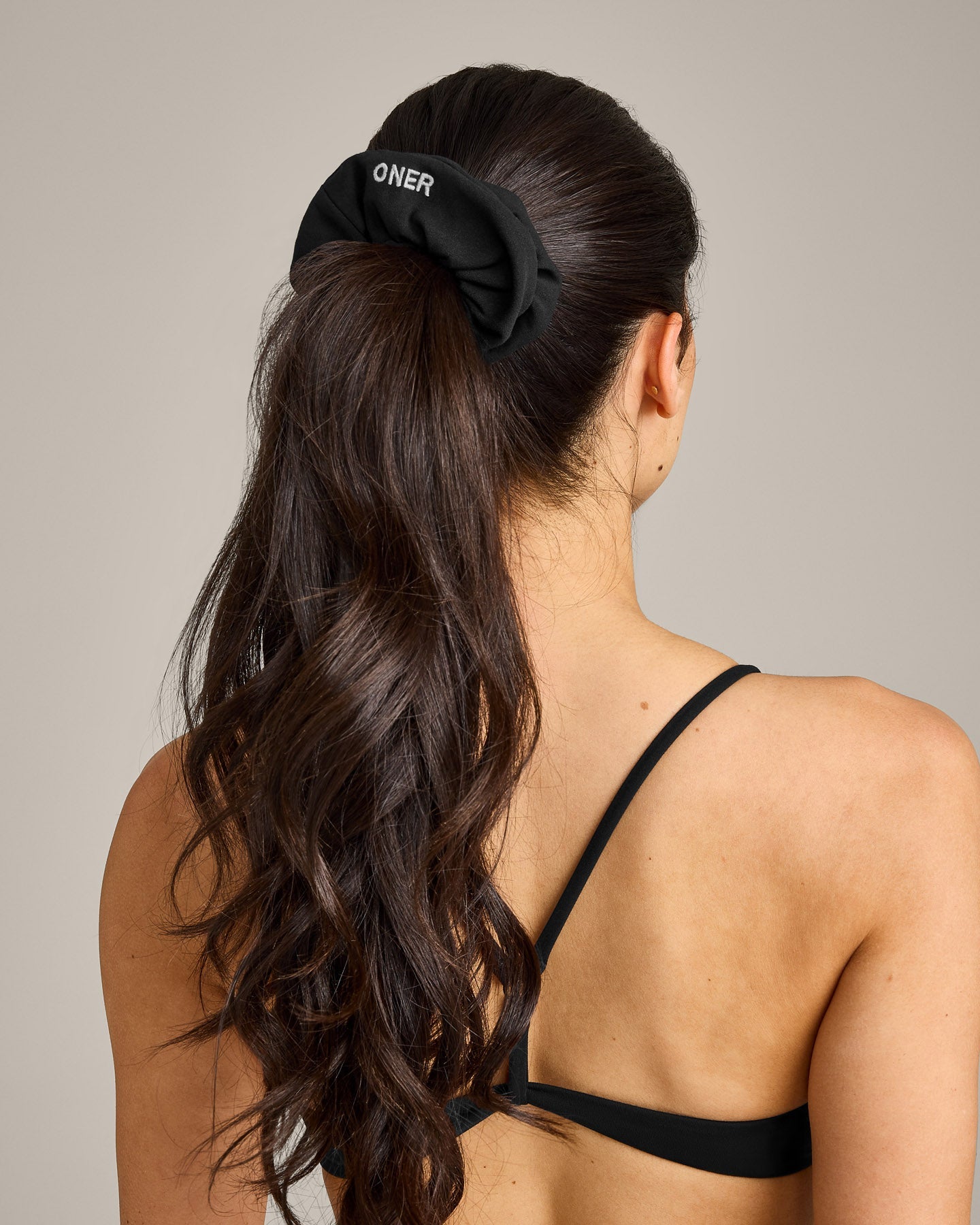 SoftMotion Scrunchie with Grey Logo | Black