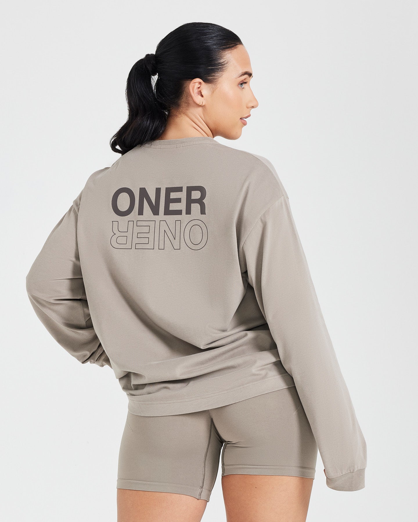Alternative view of Classic Mirror Graphic Oversized Long Sleeve Top | Washed Minky