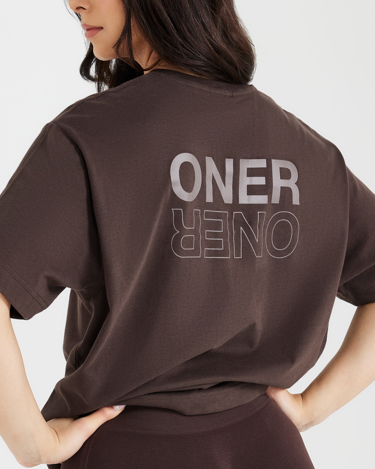 Classic Mirror Graphic Oversized T-Shirt | Washed 70% Cocoa - Image 5