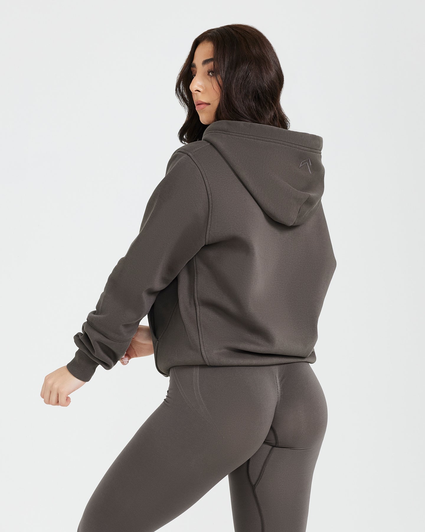 Alternative view of Classic Lounge Oversized Zip Through Hoodie | Deep Taupe