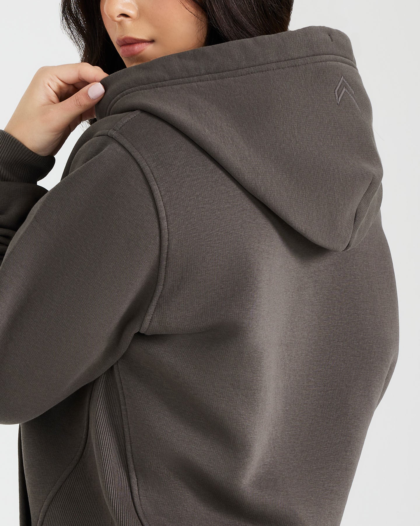 Classic Lounge Oversized Zip Through Hoodie | Deep Taupe - Image 5
