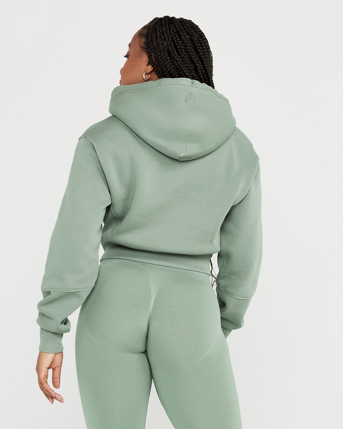 Alternative view of Classic Lounge Cropped Zip Through Hoodie | Sage