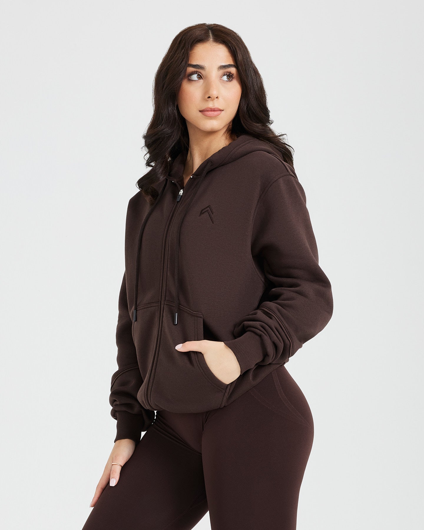 Classic Lounge Oversized Zip Through Hoodie | 70% Cocoa - Image 3