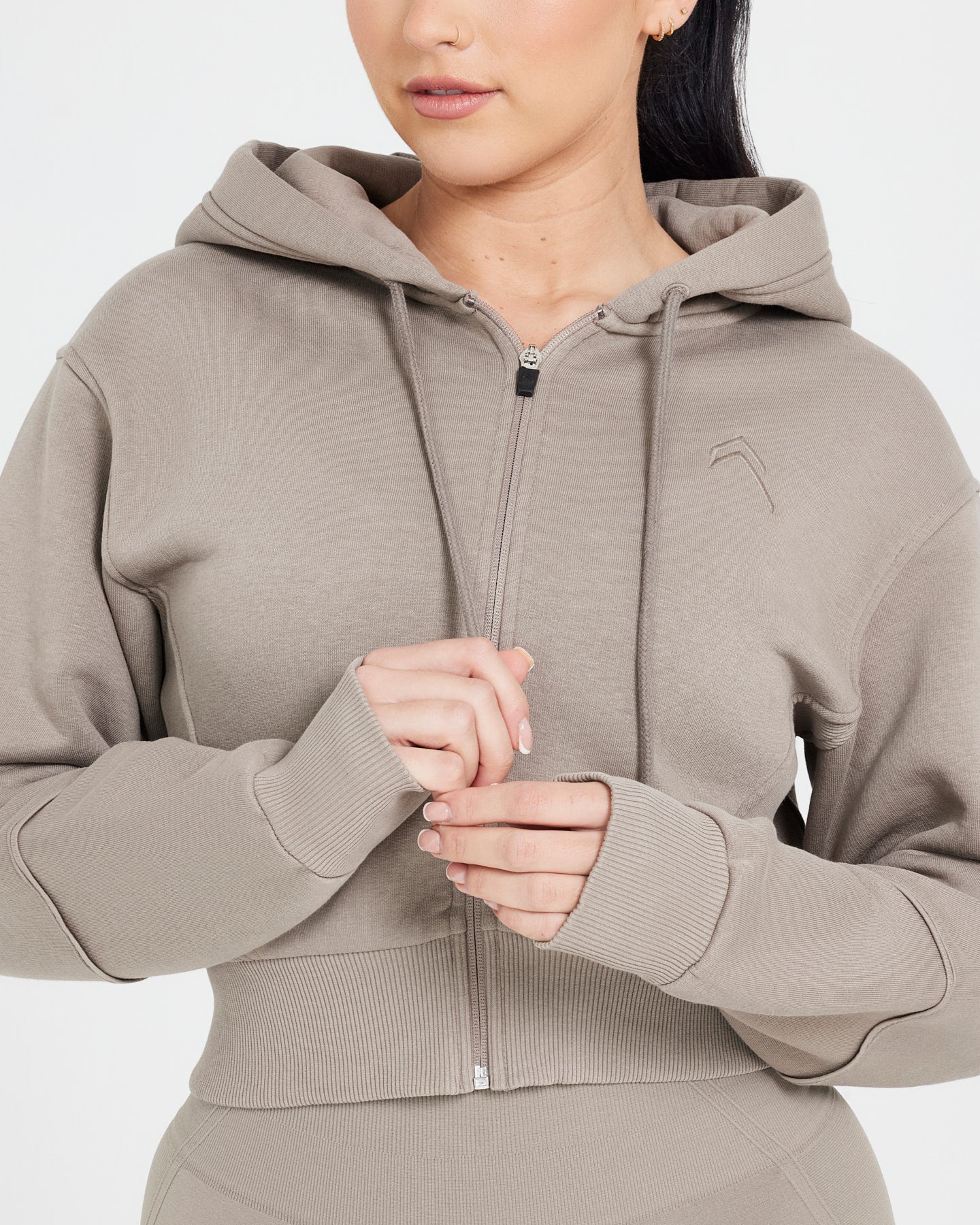 Classic Lounge Cropped Zip Through Hoodie | Minky - Image 4