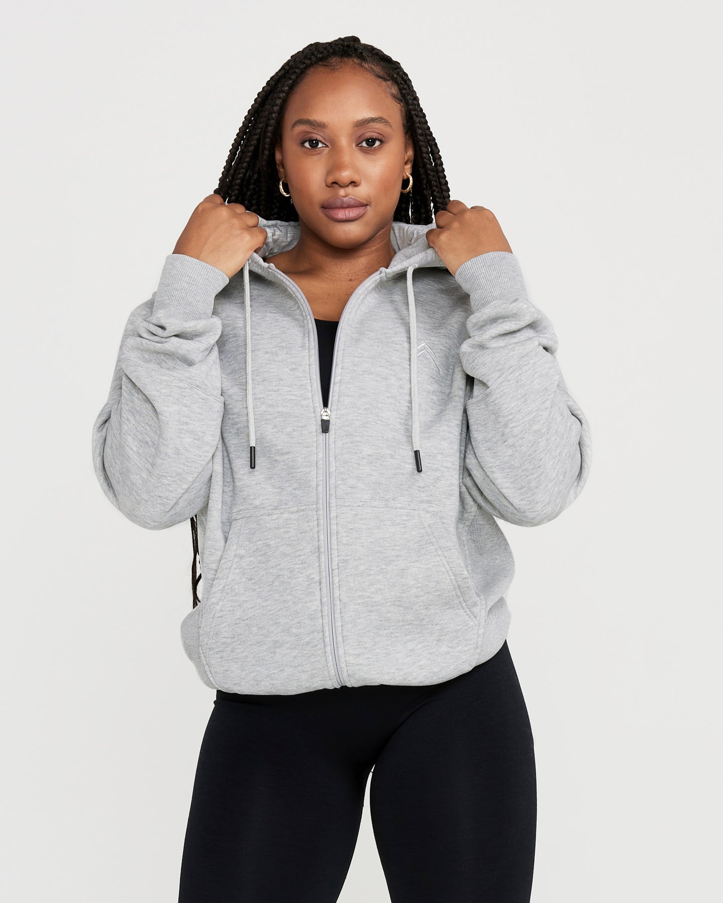 Classic Lounge Oversized Zip Through Hoodie | Silver Grey Marl