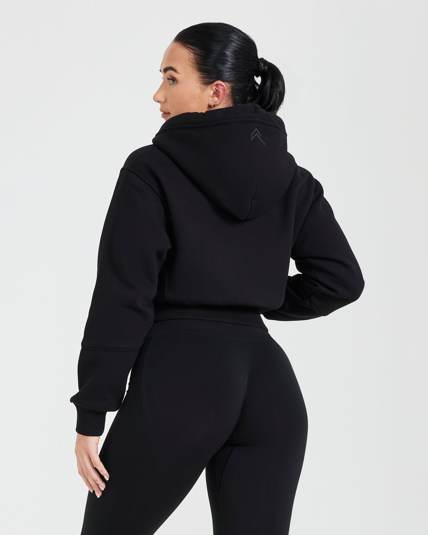 Alternative view of Classic Lounge Cropped Zip Through Hoodie | Black