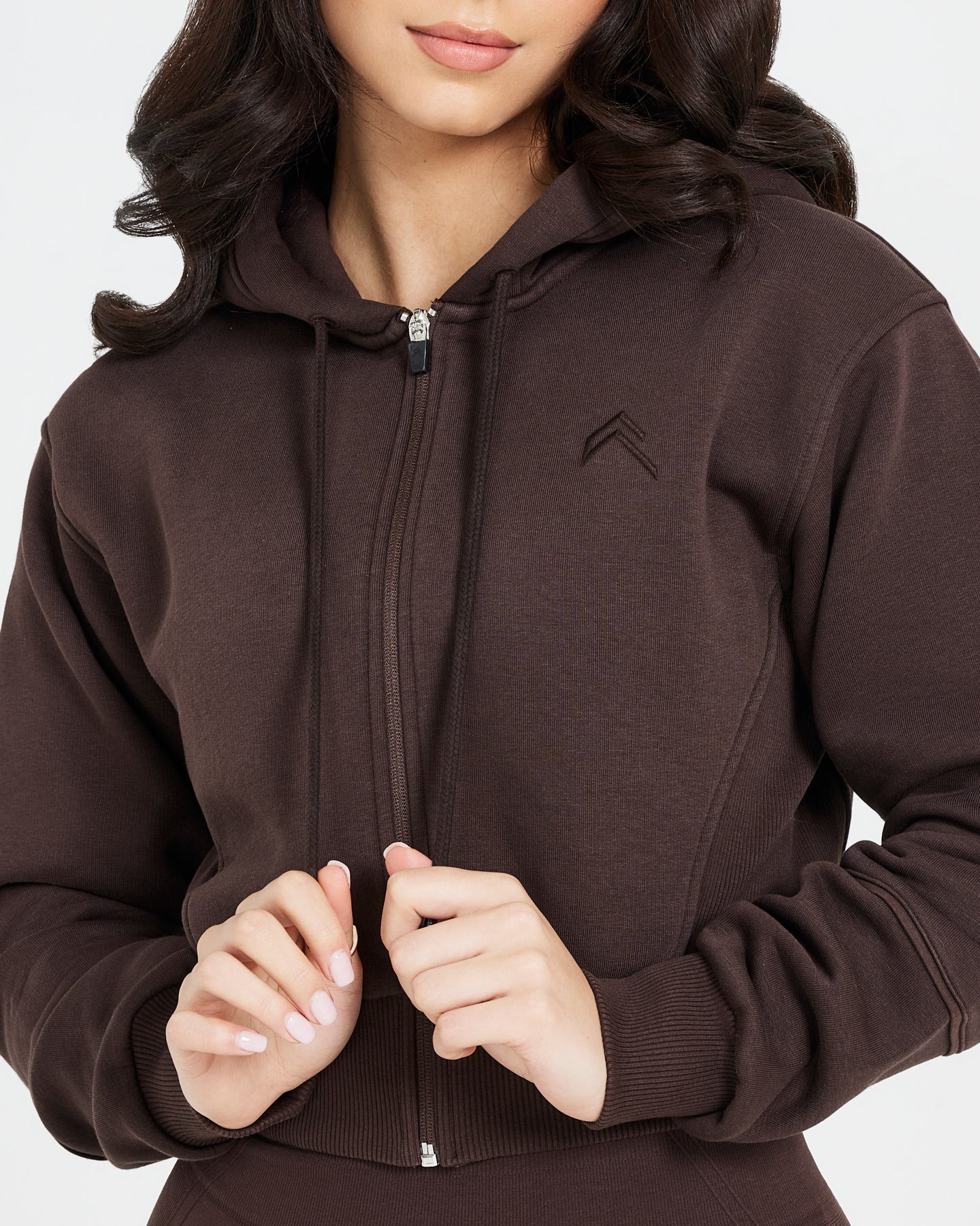 Classic Lounge Cropped Zip Through Hoodie | 70% Cocoa - Image 4