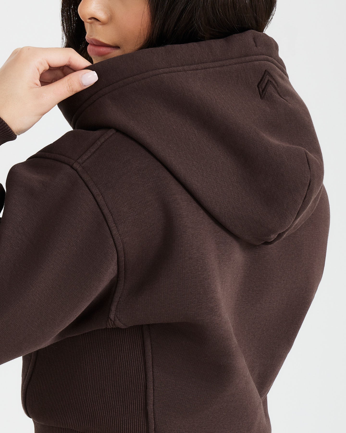 Classic Lounge Cropped Zip Through Hoodie | 70% Cocoa - Image 5
