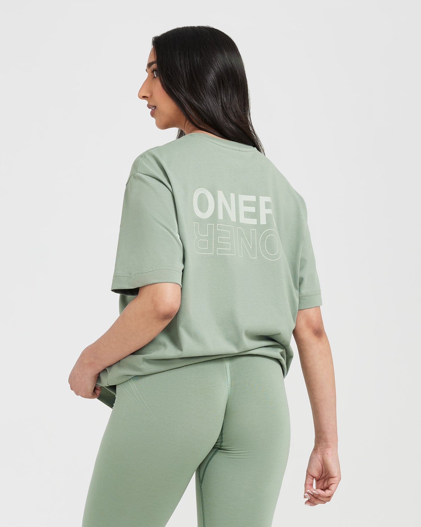 Alternative view of Classic Mirror Graphic Oversized T-Shirt | Washed Sage