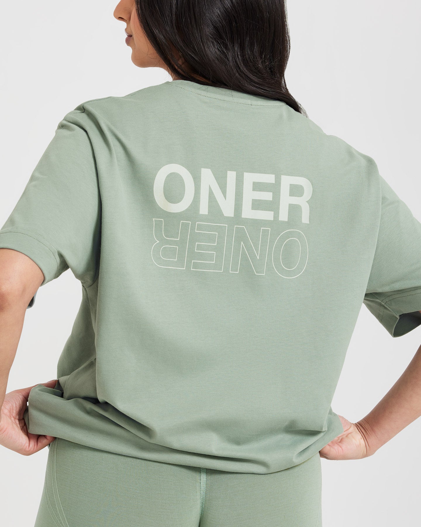 Classic Mirror Graphic Oversized T-Shirt | Washed Sage - Image 5