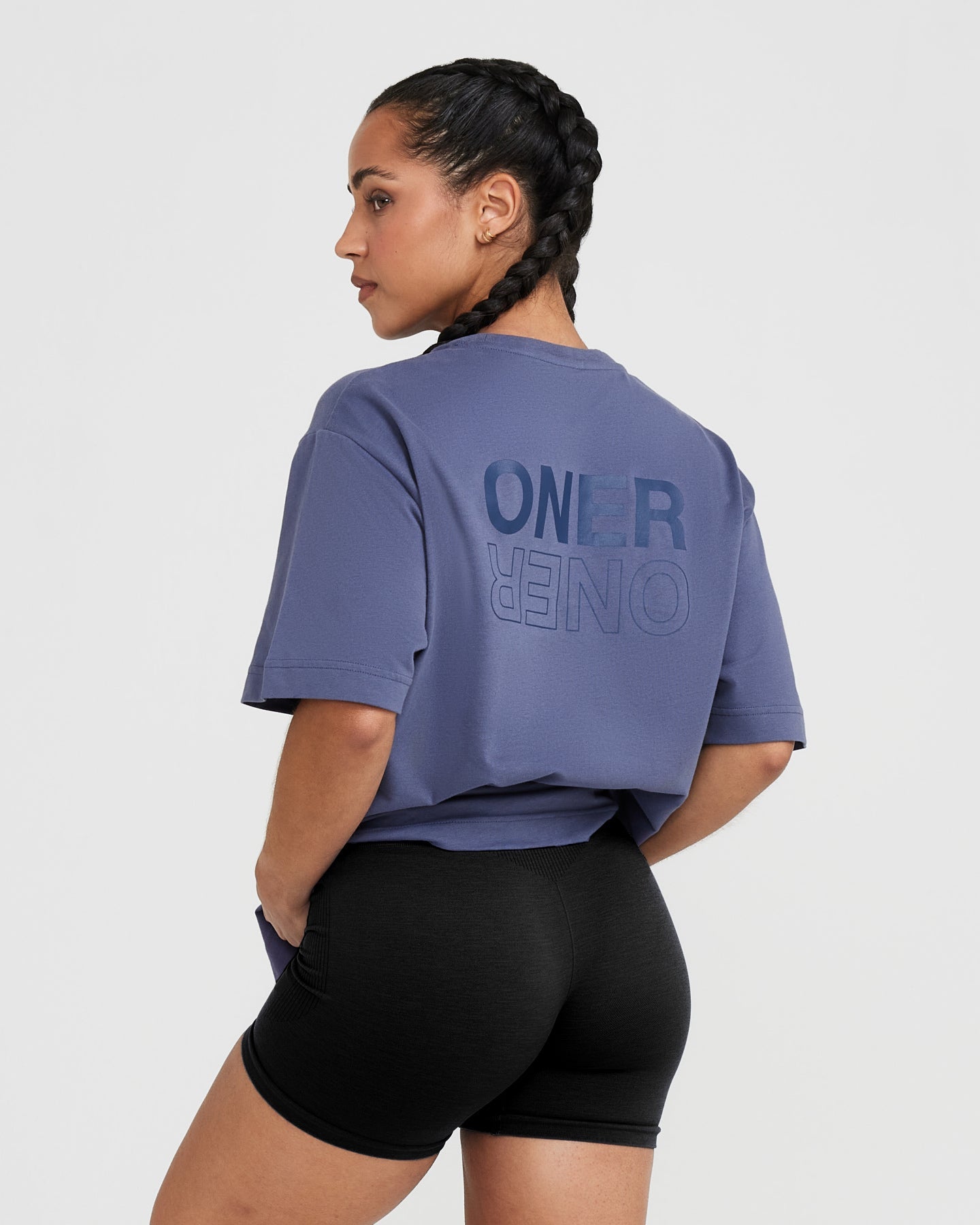Alternative view of Classic Mirror Graphic Oversized T-Shirt | Washed Slate Blue