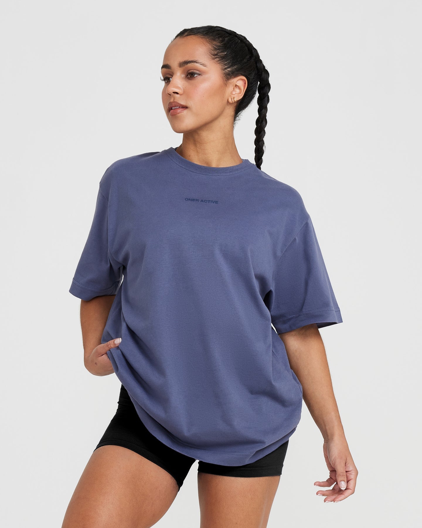 Classic Mirror Graphic Oversized T-Shirt | Washed Slate Blue - Image 3