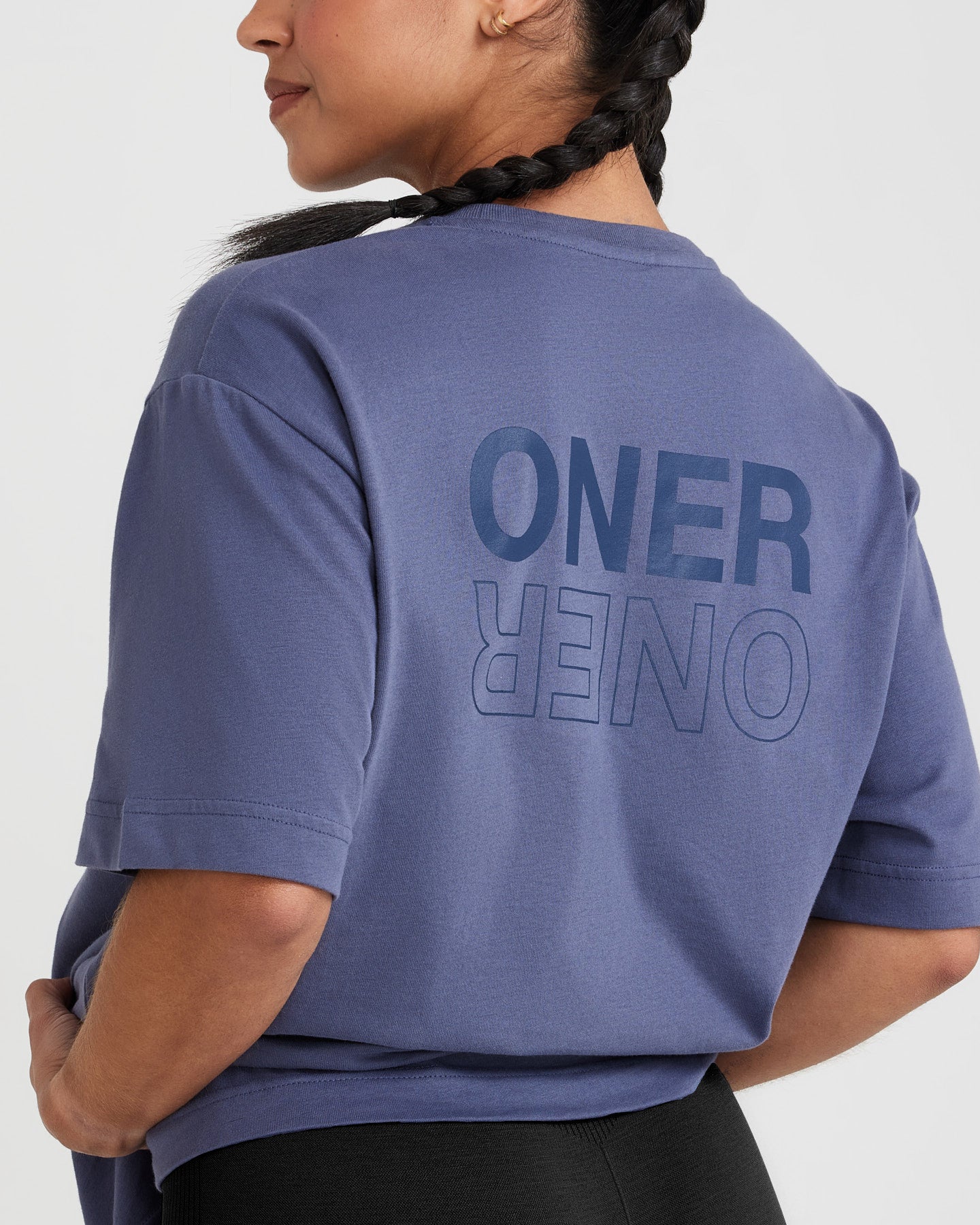 Classic Mirror Graphic Oversized T-Shirt | Washed Slate Blue - Image 5