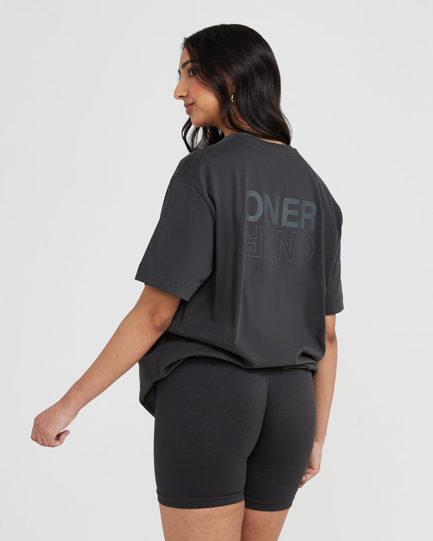 Alternative view of Classic Mirror Graphic Oversized T-Shirt | Washed Coal
