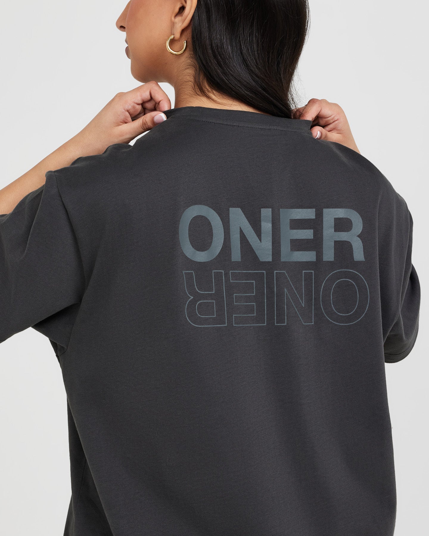 Classic Mirror Graphic Oversized T-Shirt | Washed Coal - Image 5