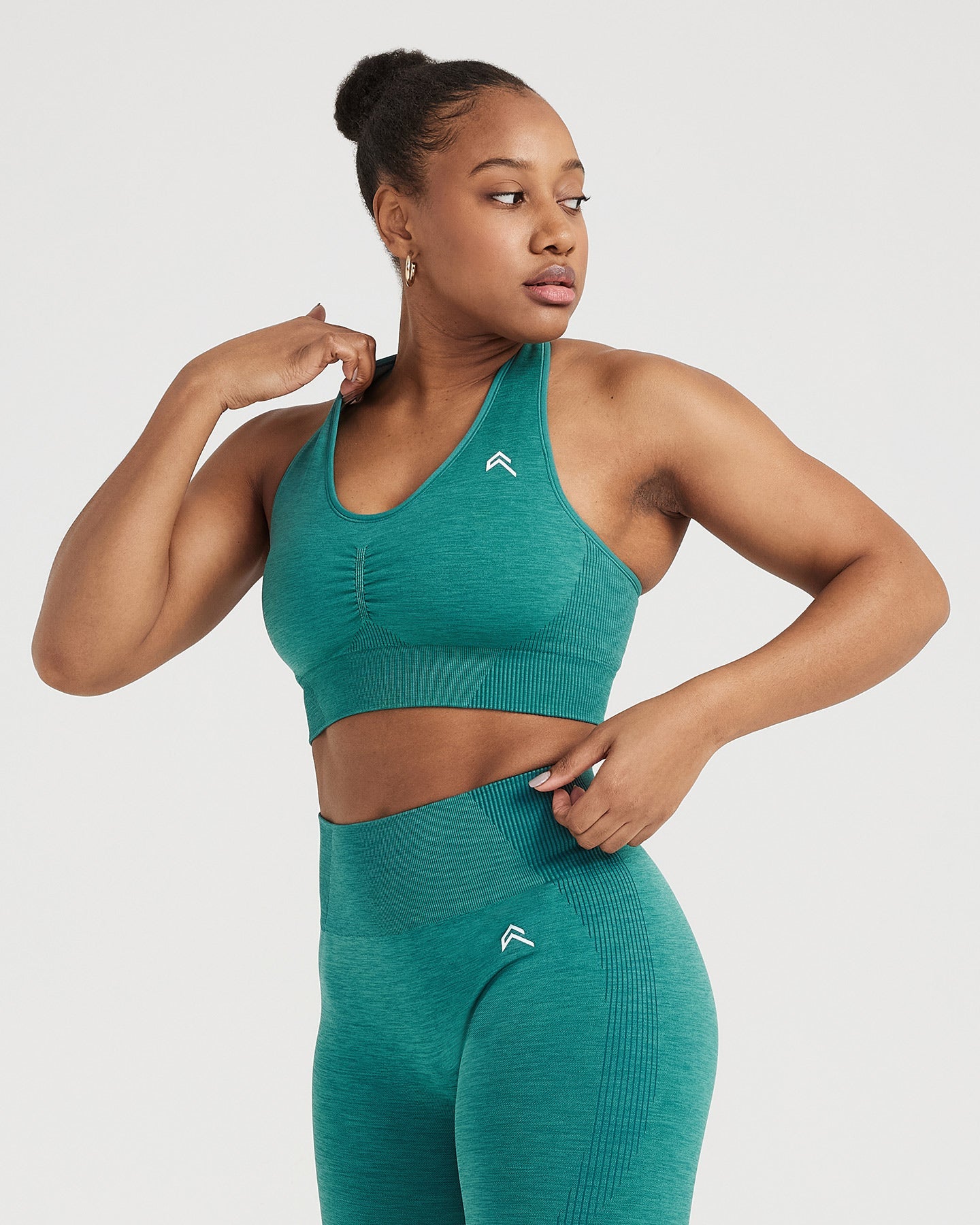 Alternative view of Classic Seamless 2.0 V Neck Bralette | Mineral Green Marl