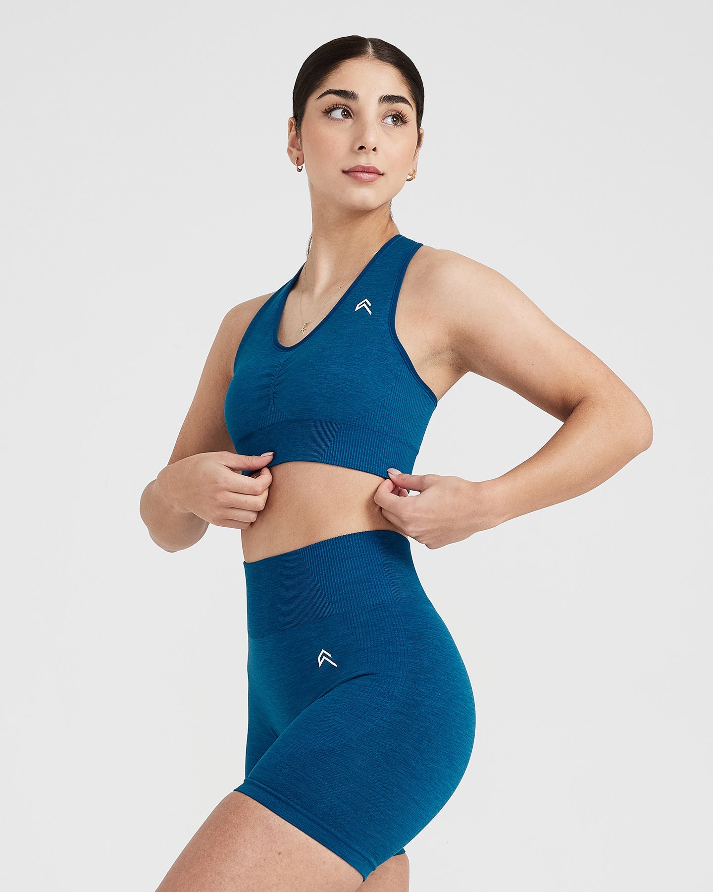 Alternative view of Classic Seamless 2.0 V Neck Bralette| Petrol Blue Marl
