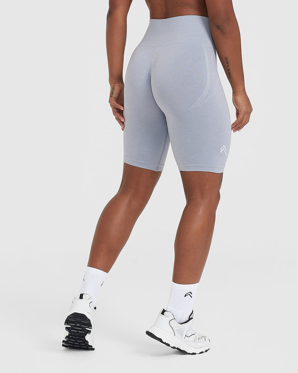 Alternative view of EffortlessLift Seamless Cycling Shorts with White Logo | Metal Grey