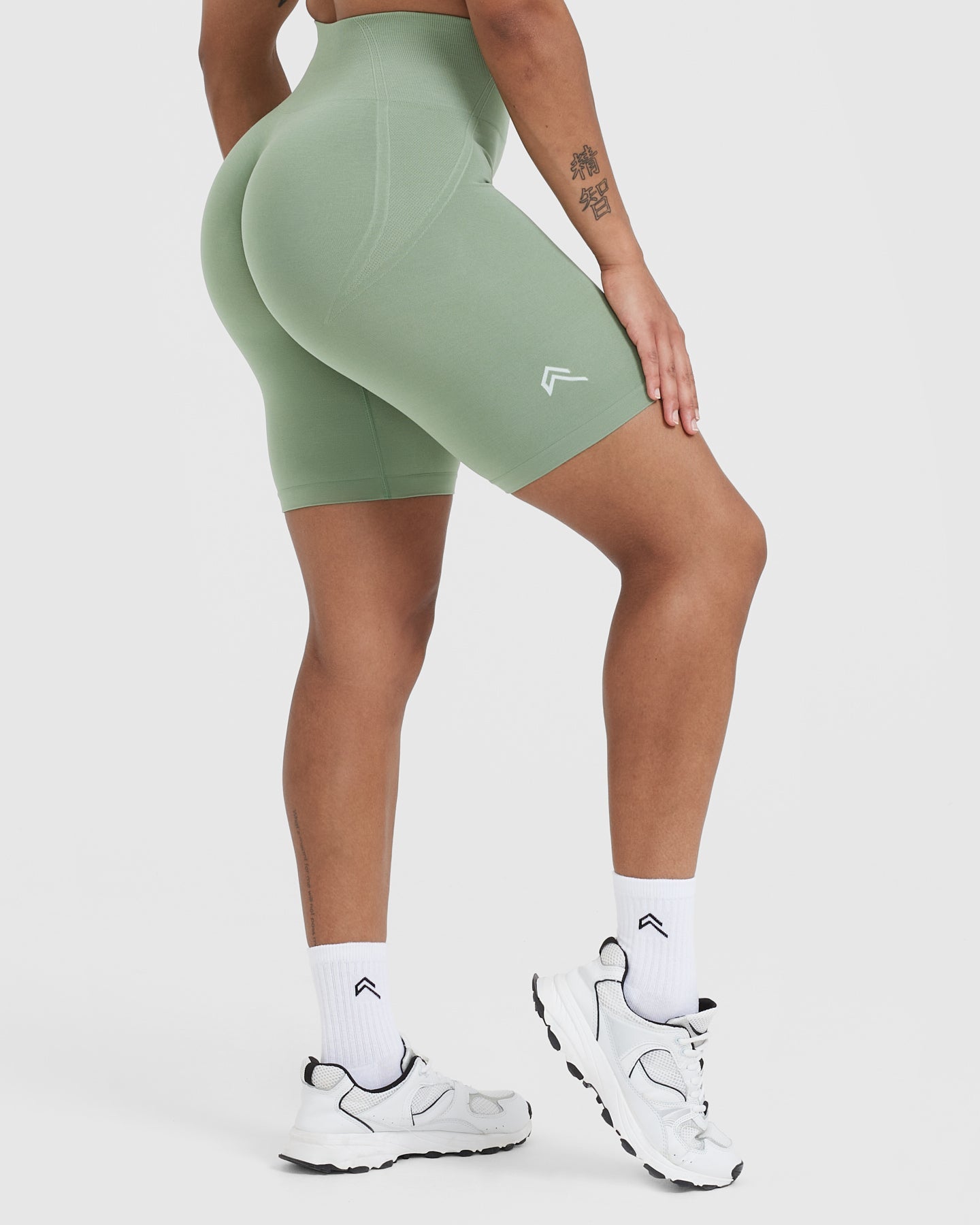 Alternative view of EffortlessLift Seamless Cycling Shorts with White Logo | Sage