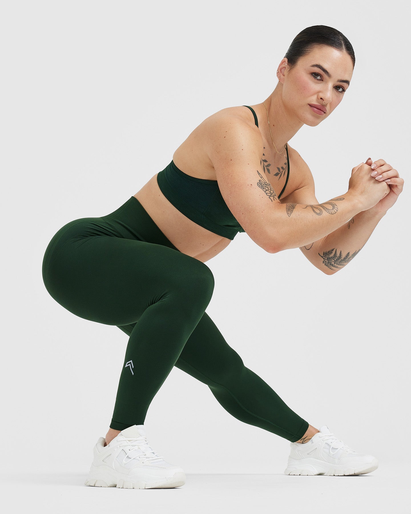 EffortlessLift Seamless Leggings with White Logo | Evergreen - Image 6