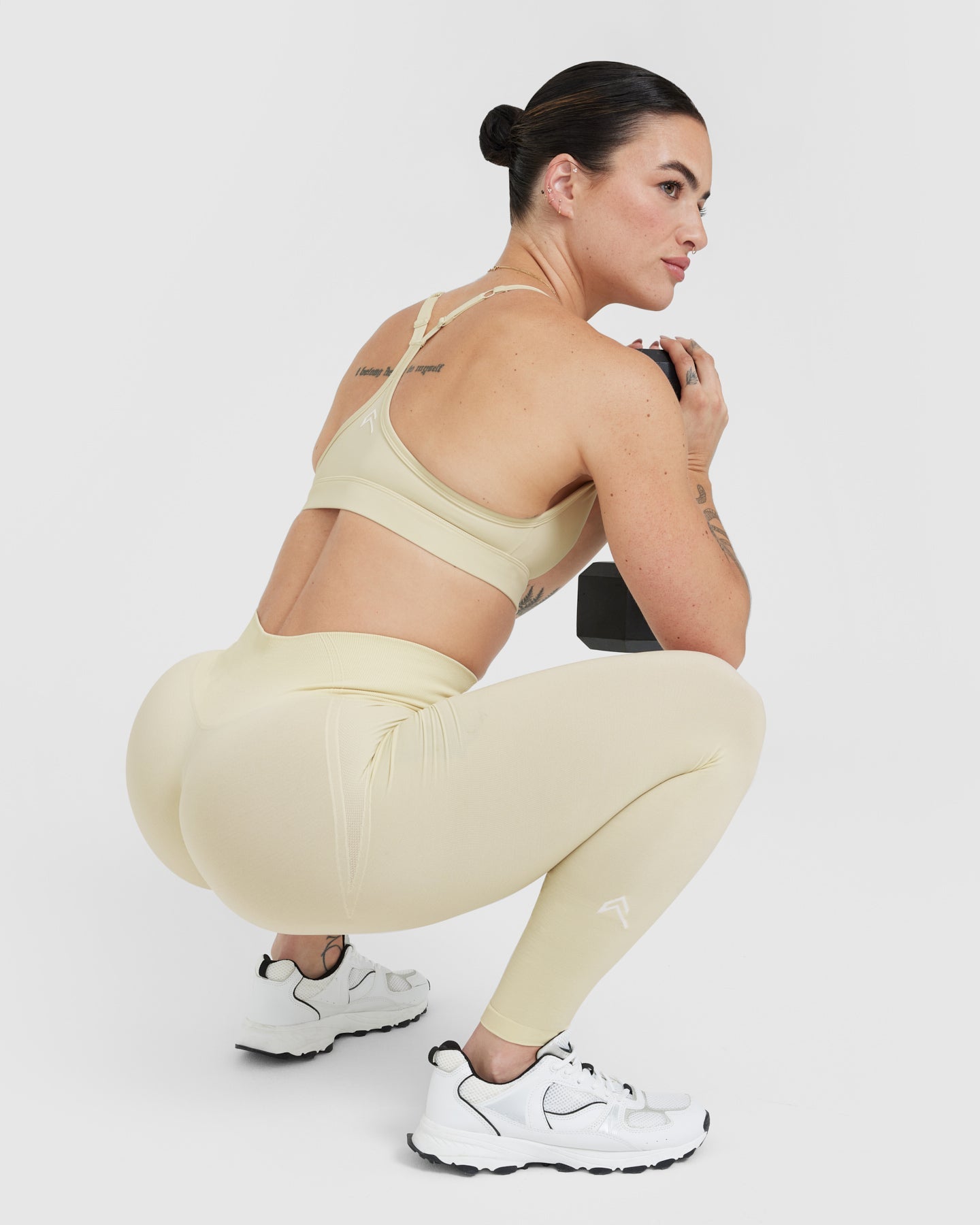 EffortlessLift Seamless Leggings with White Logo | Vanilla - Image 6