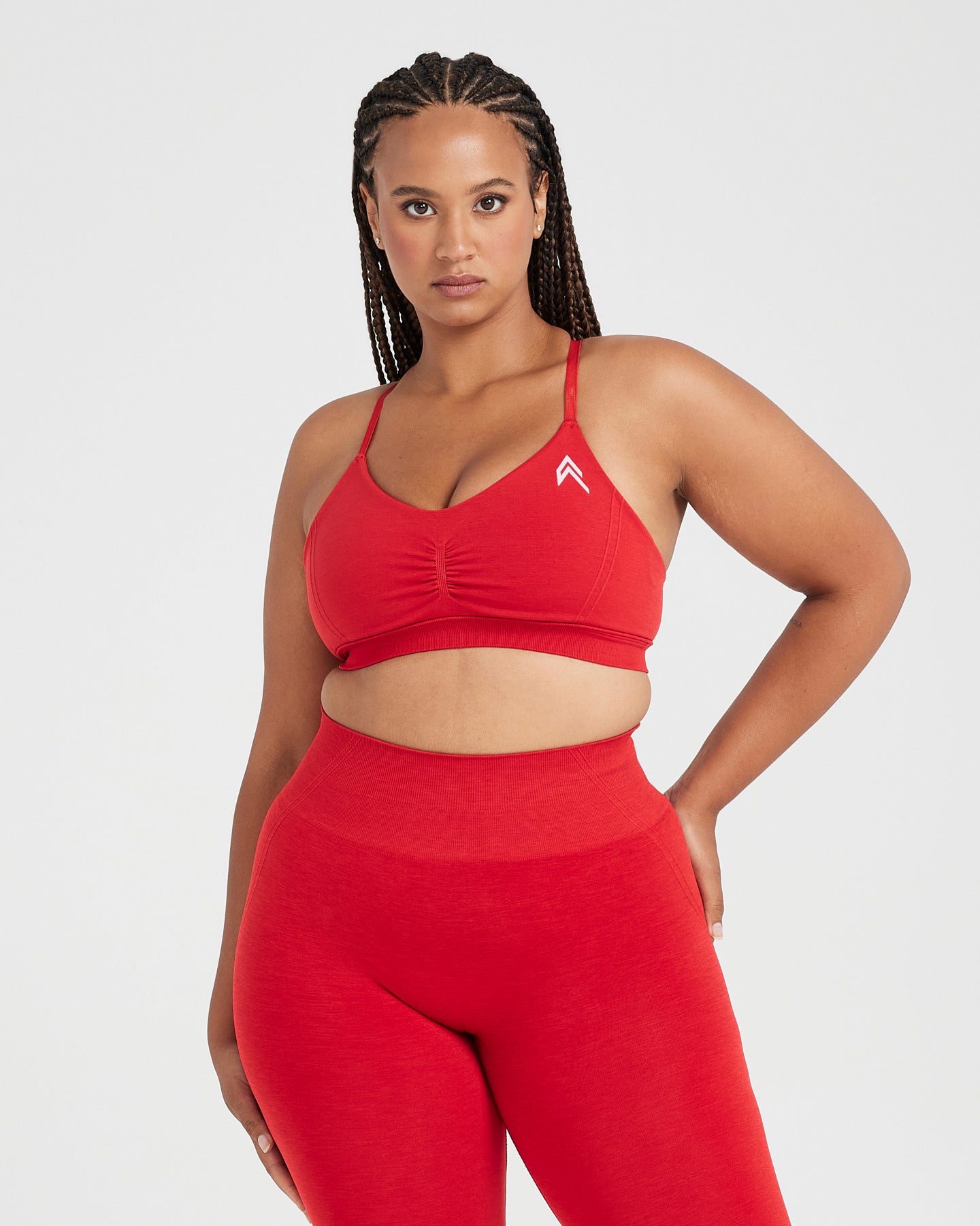 EffortlessLift Micro Bralette with White Logo | Spicy Red