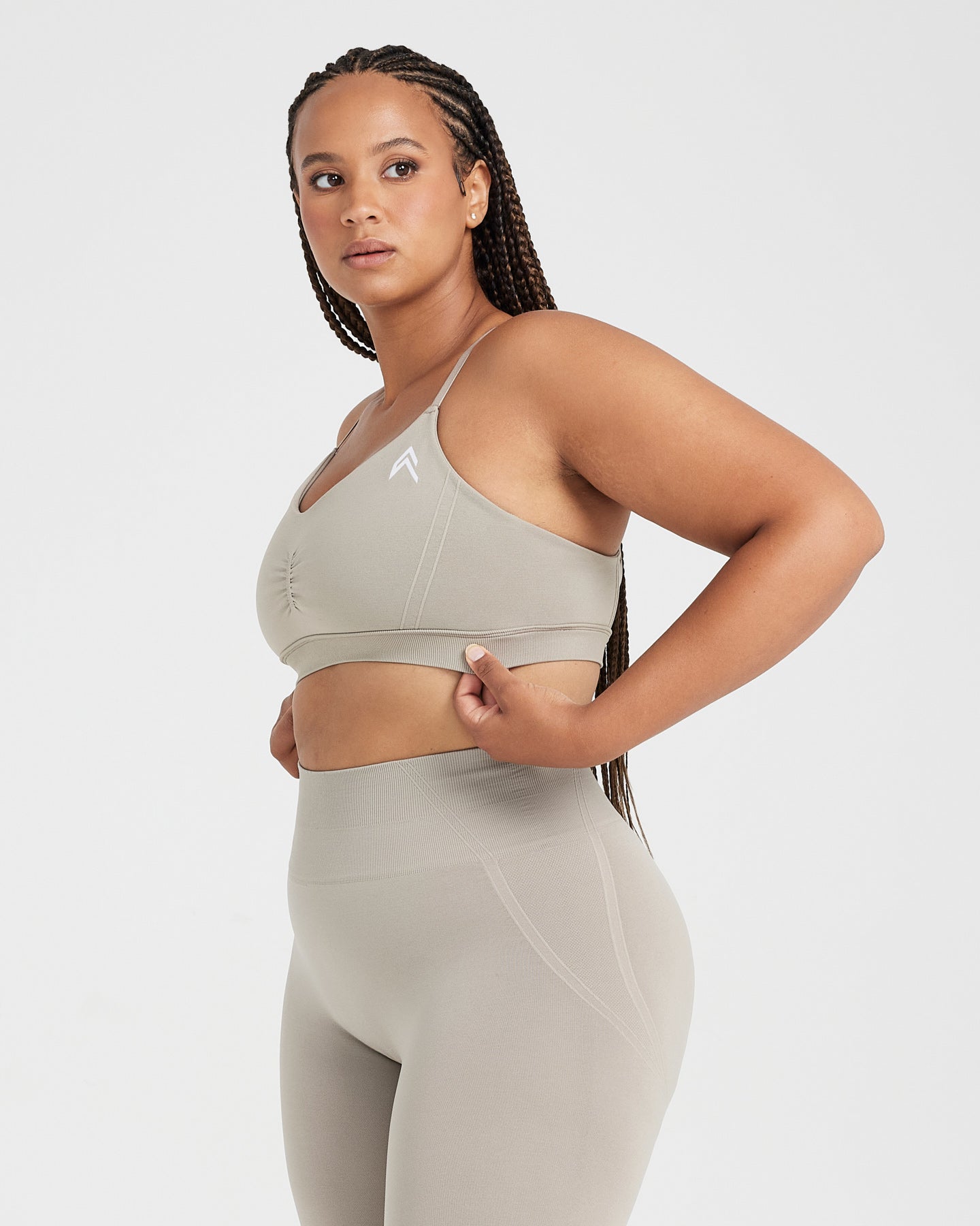 EffortlessLift Micro Bralette with White Logo | Warm Sand - Image 3