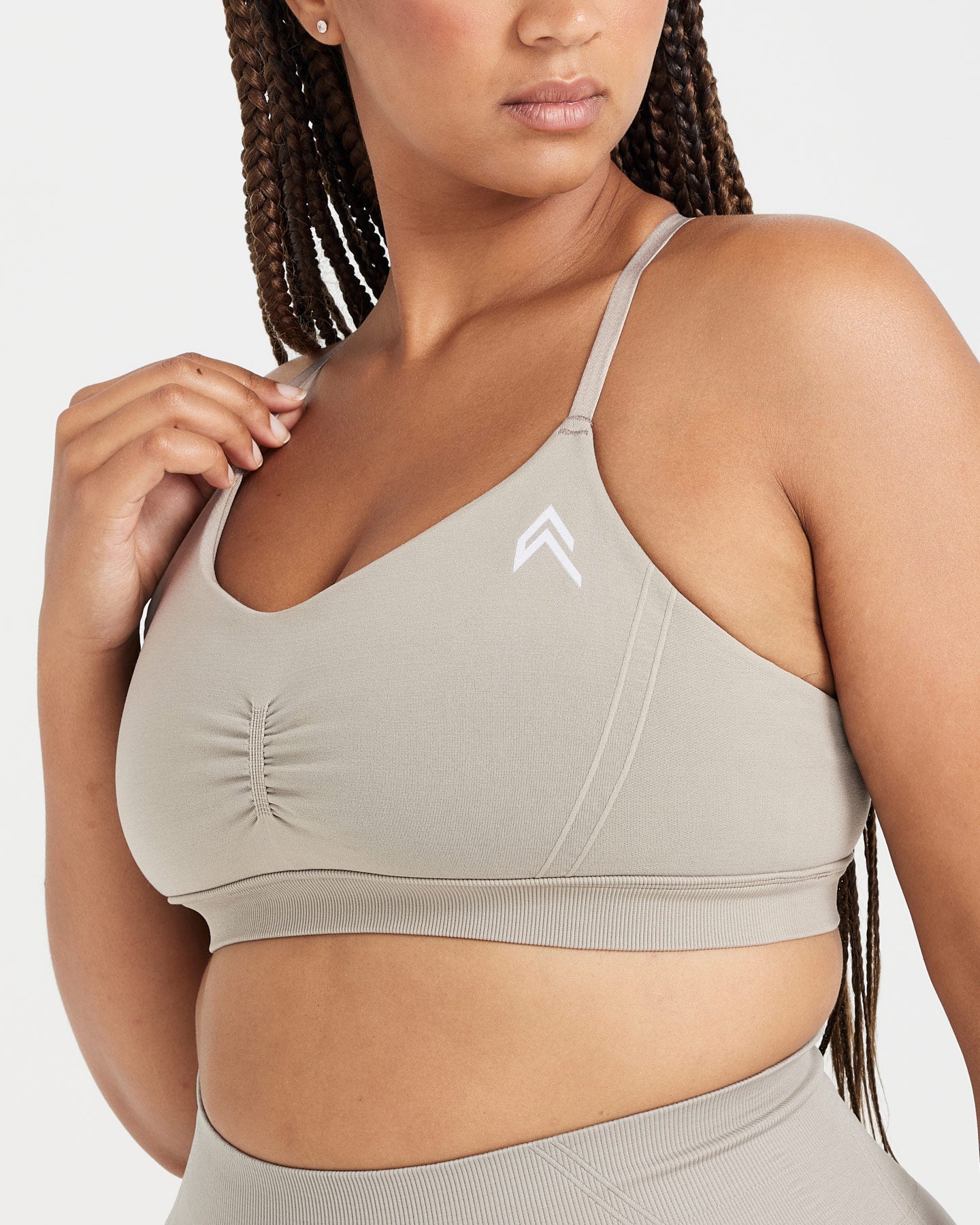 EffortlessLift Micro Bralette with White Logo | Warm Sand - Image 4