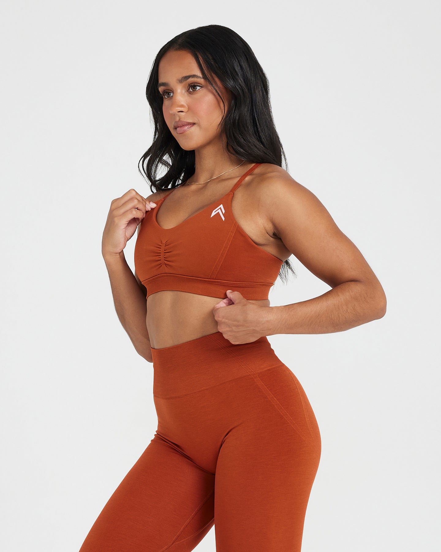 EffortlessLift Micro Bralette with White Logo | Warm Copper - Image 3