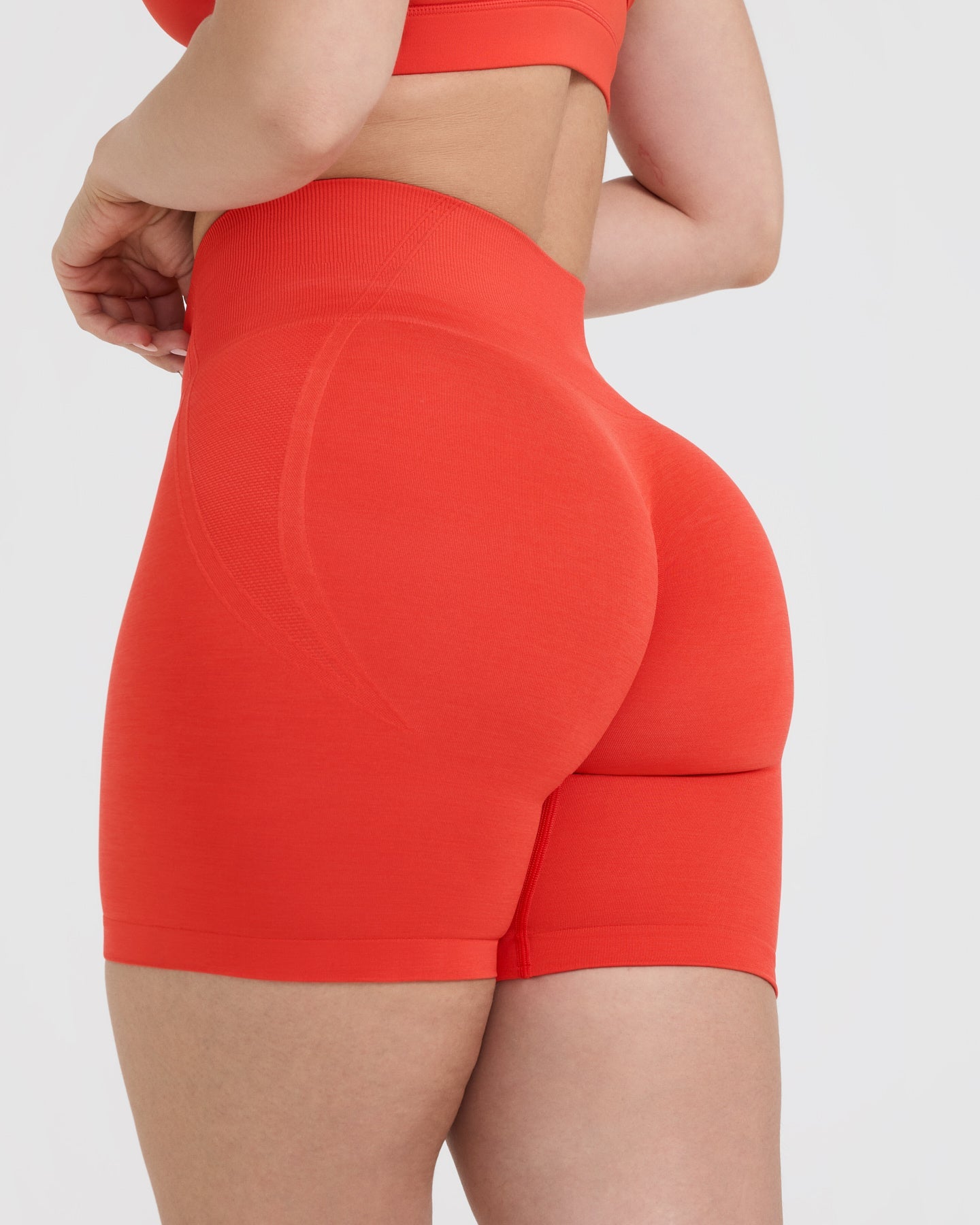 EffortlessLift Seamless Shorts with White Logo | Charged Orange - Image 5