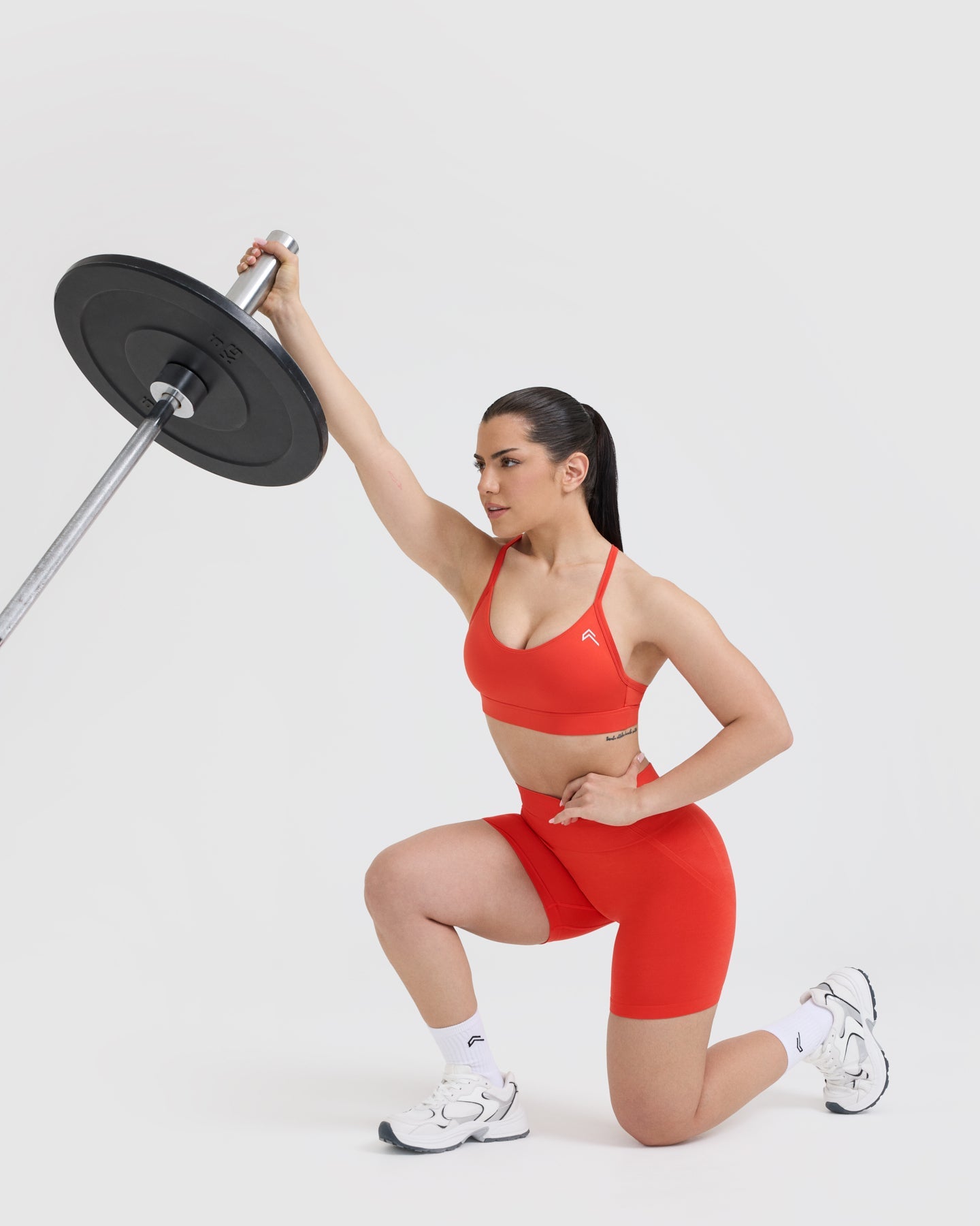 EffortlessLift Seamless Shorts with White Logo | Charged Orange - Image 6