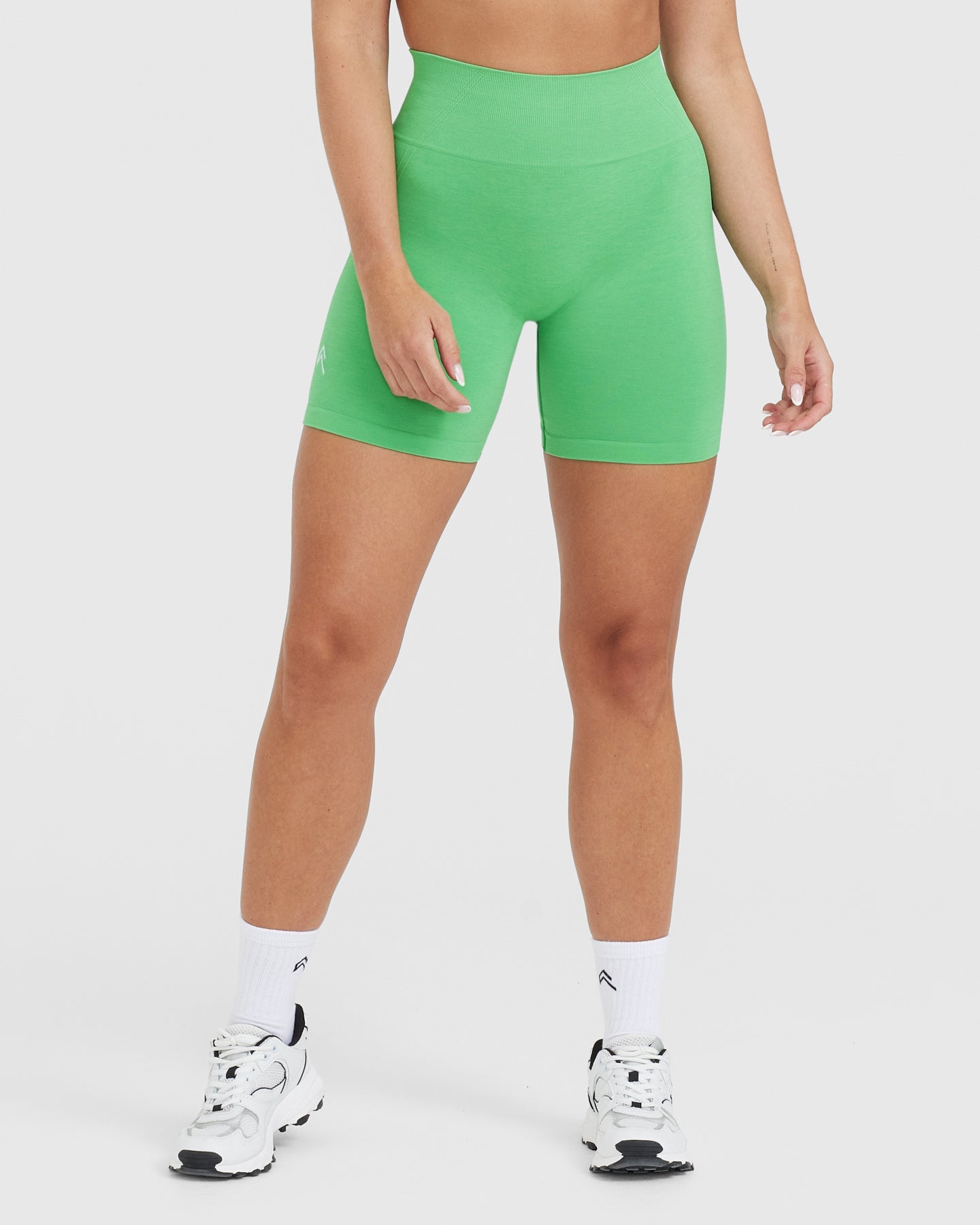 EffortlessLift Seamless Shorts with White Logo | Jade