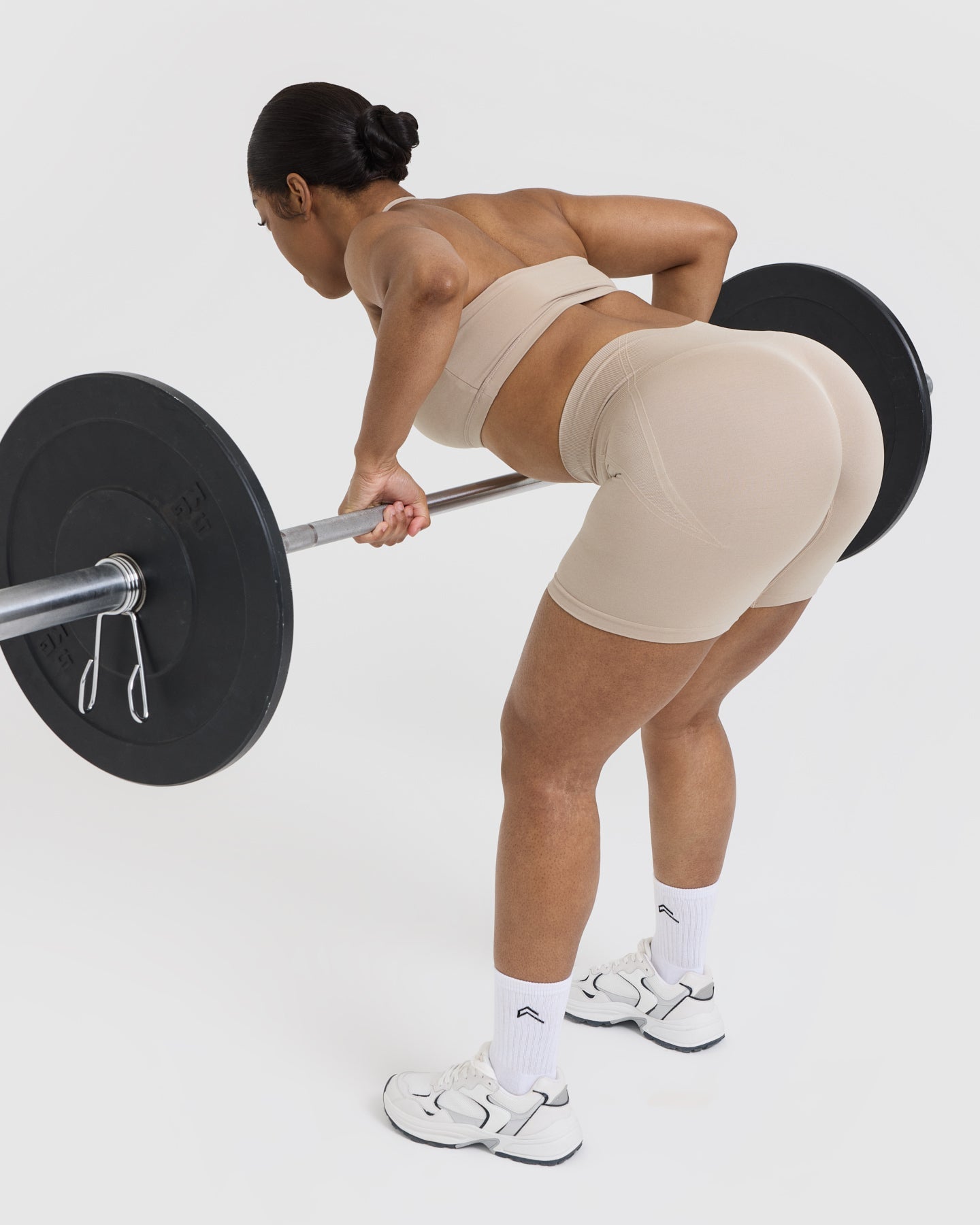 EffortlessLift Seamless Shorts with White Logo | Mushroom Brown - Image 6