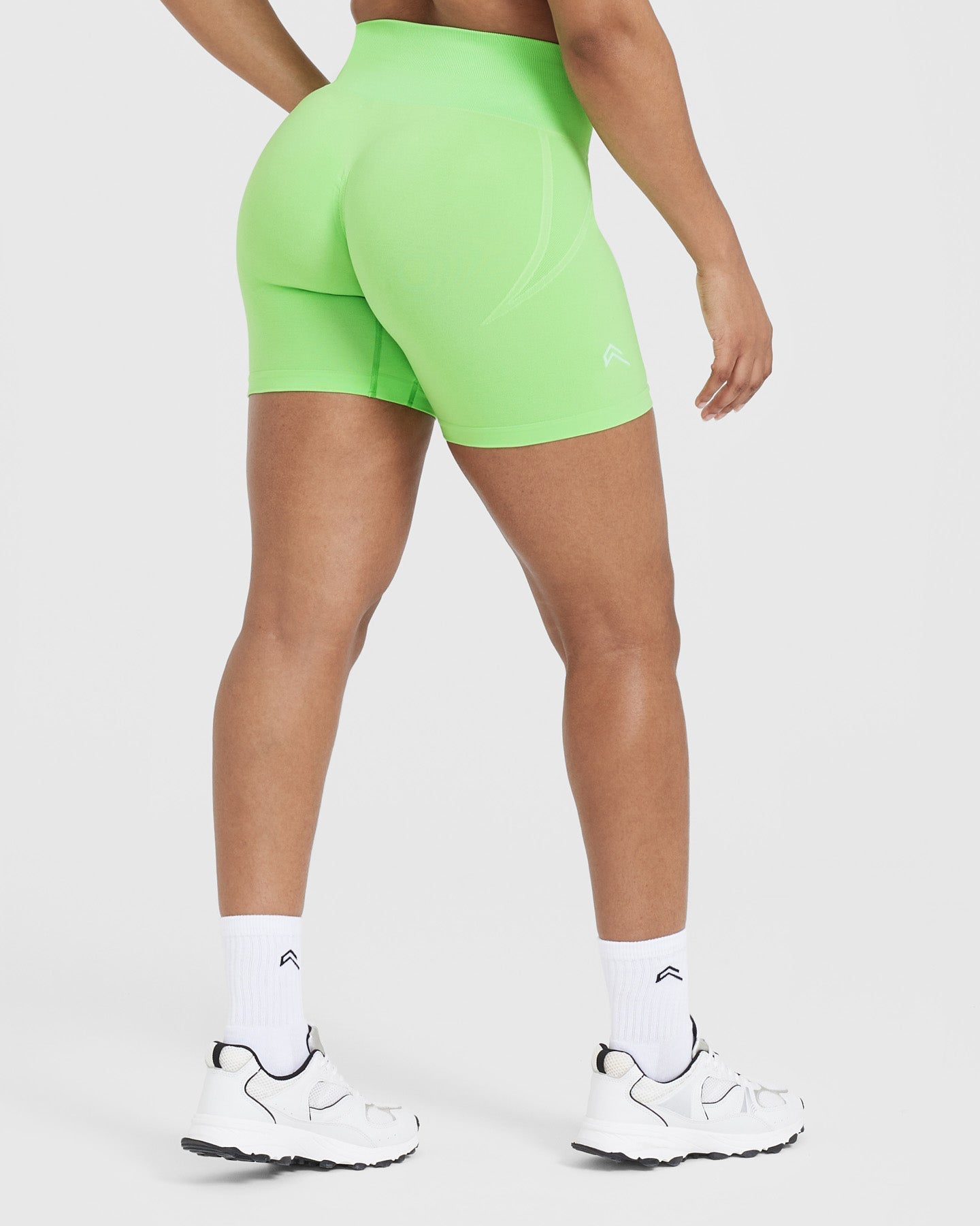 EffortlessLift Seamless Shorts with White Logo | Apple Green - Image 2