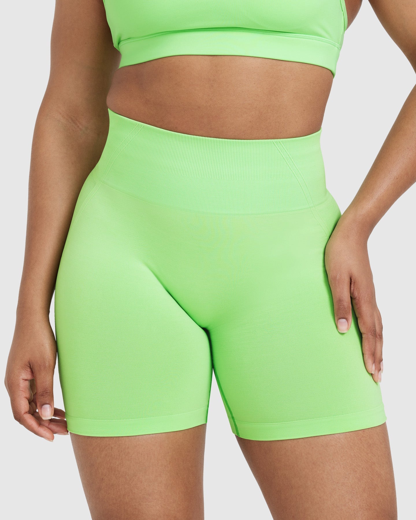EffortlessLift Seamless Shorts with White Logo | Apple Green - Image 4