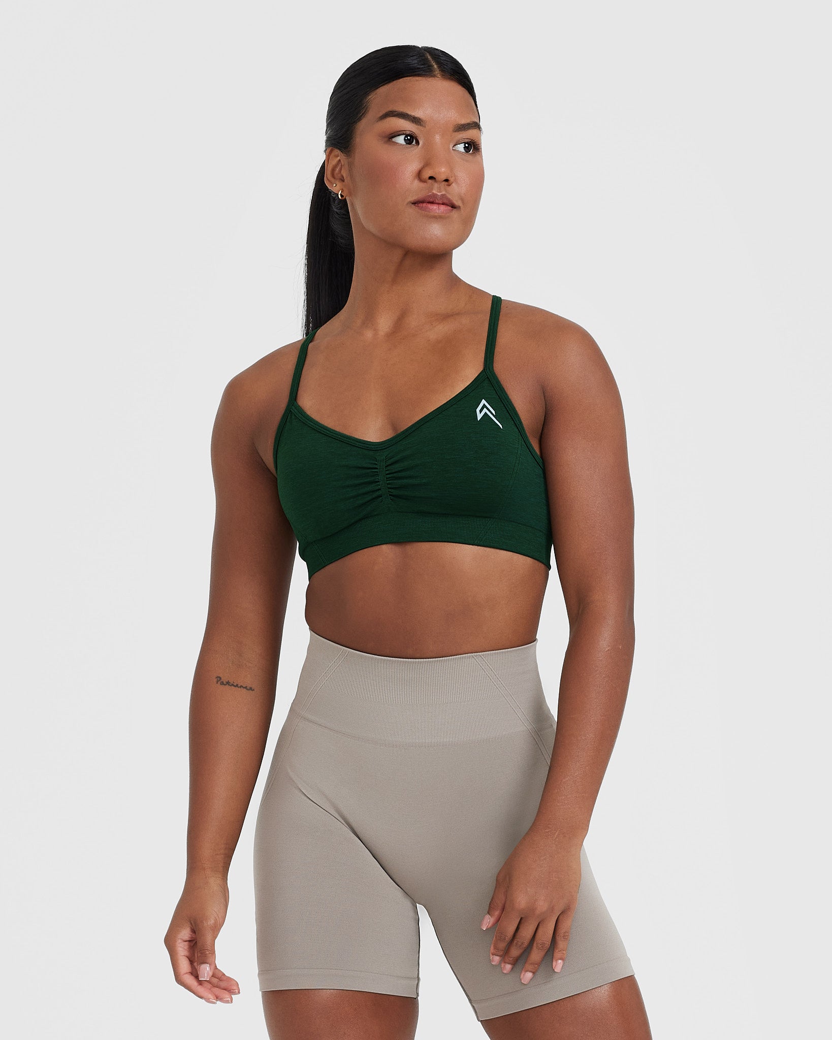 EffortlessLift Strappy Bralette with White Logo | Evergreen
