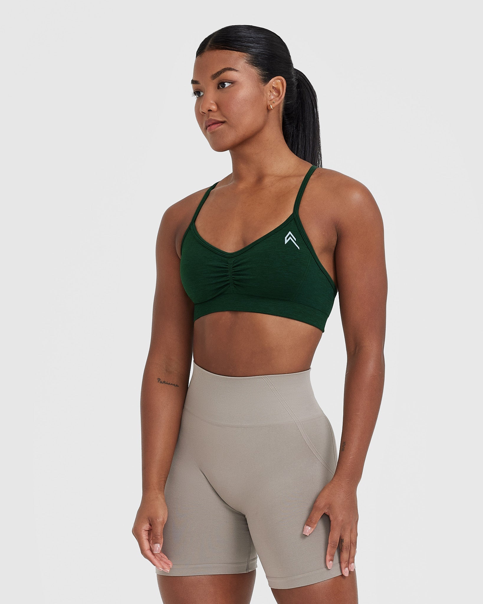EffortlessLift Strappy Bralette with White Logo | Evergreen - Image 3