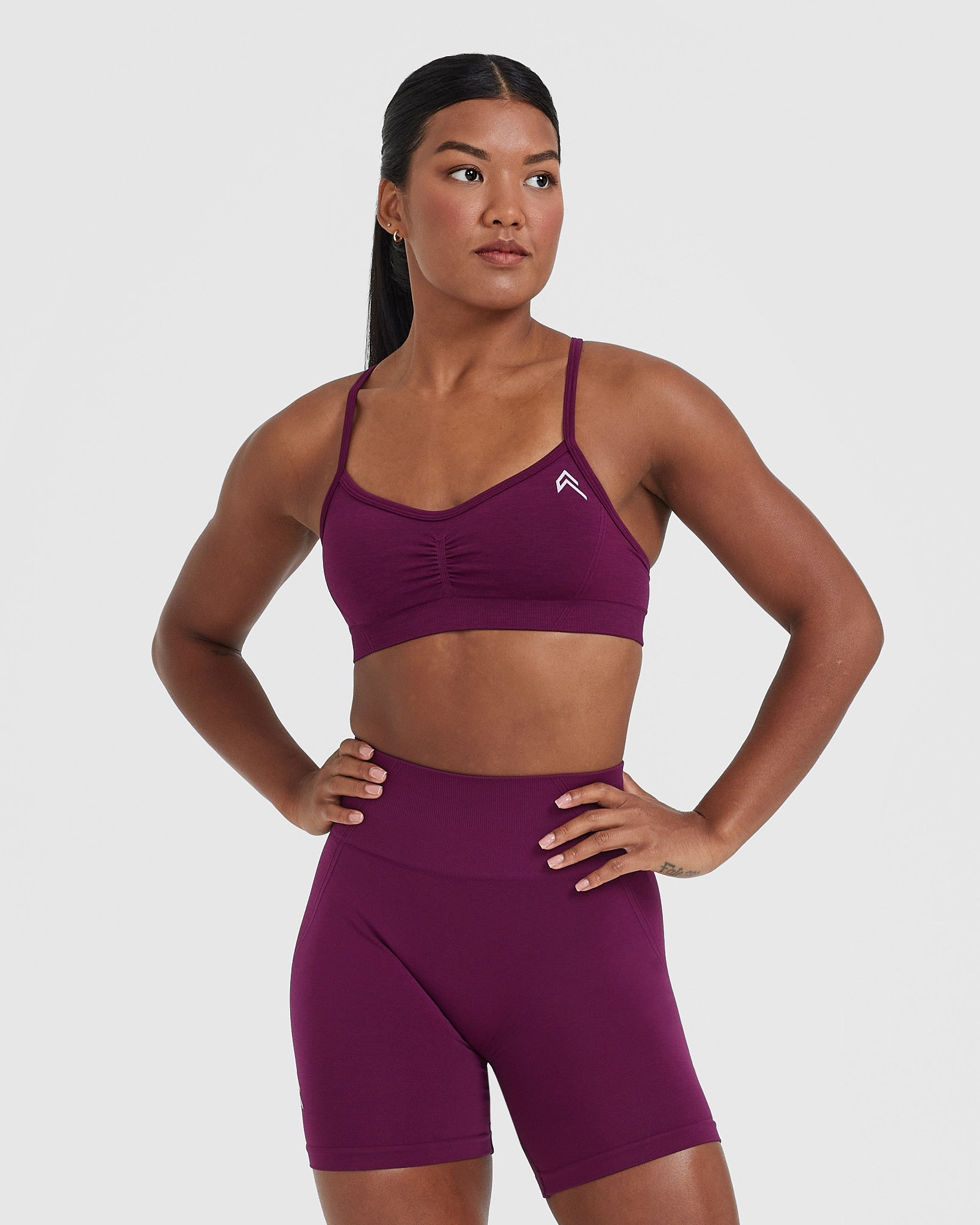 EffortlessLift Strappy Bralette with White Logo | Ripe Fig