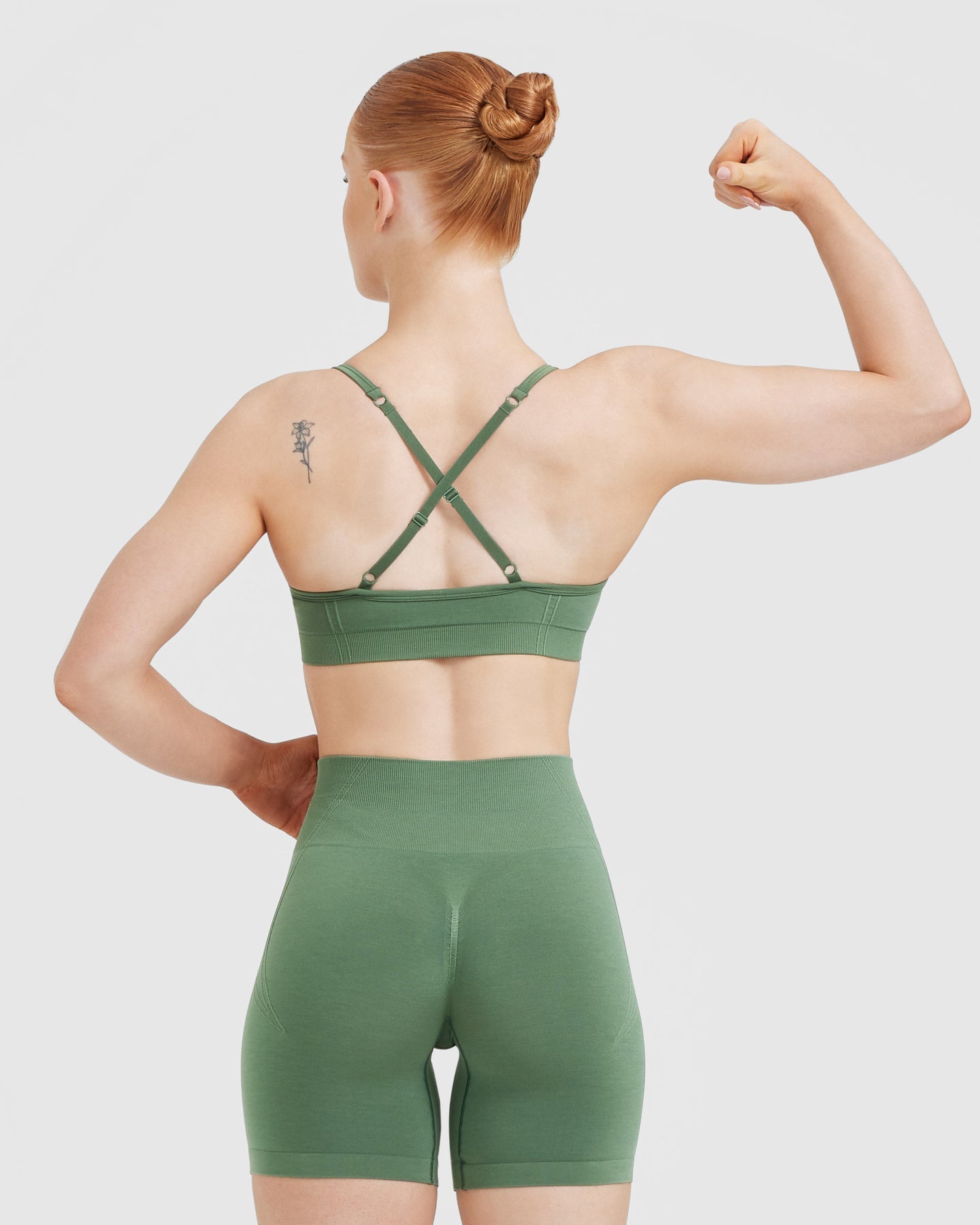 Alternative view of EffortlessLift Strappy Bralette with White Logo | Forest Green