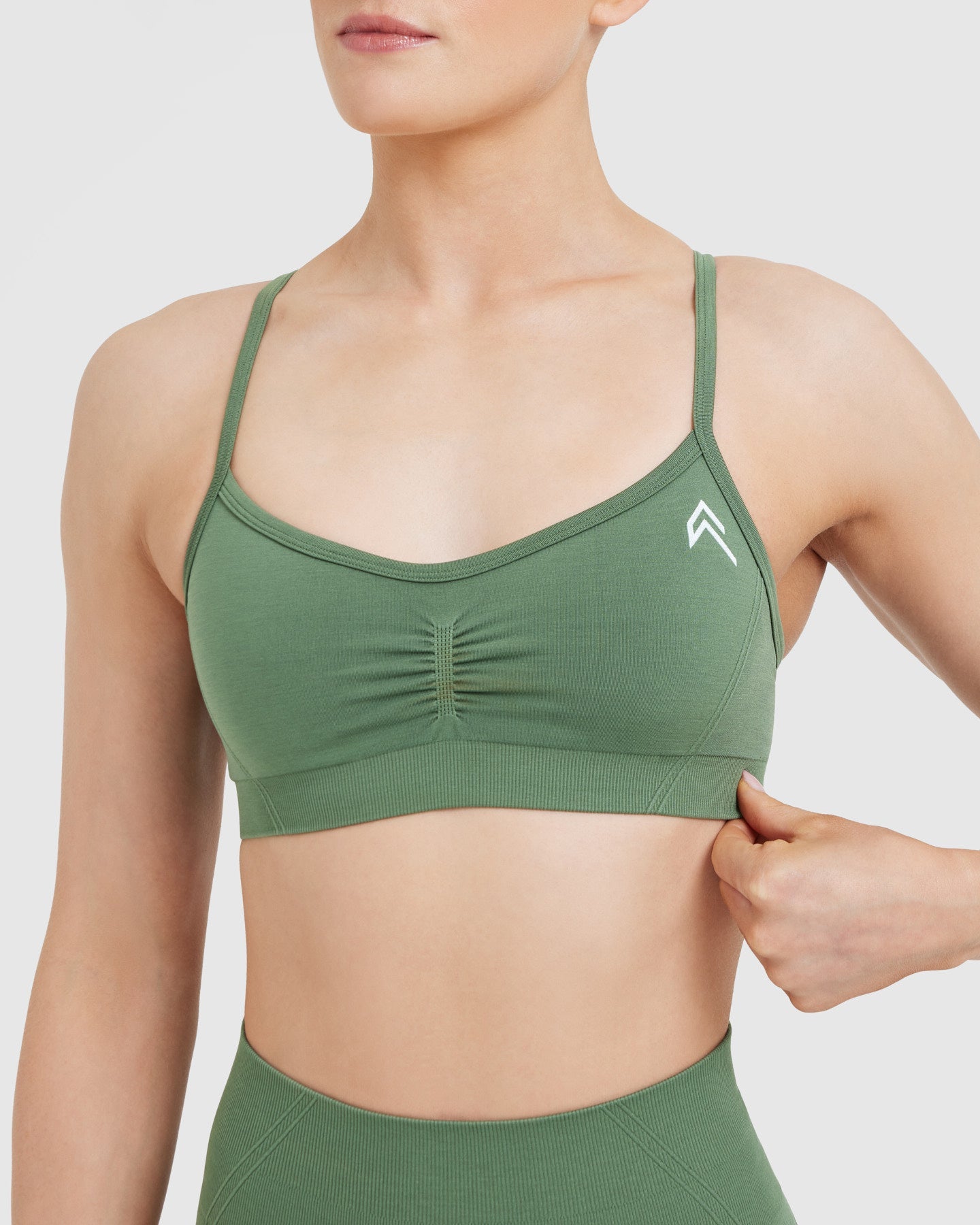 EffortlessLift Strappy Bralette with White Logo | Forest Green - Image 4