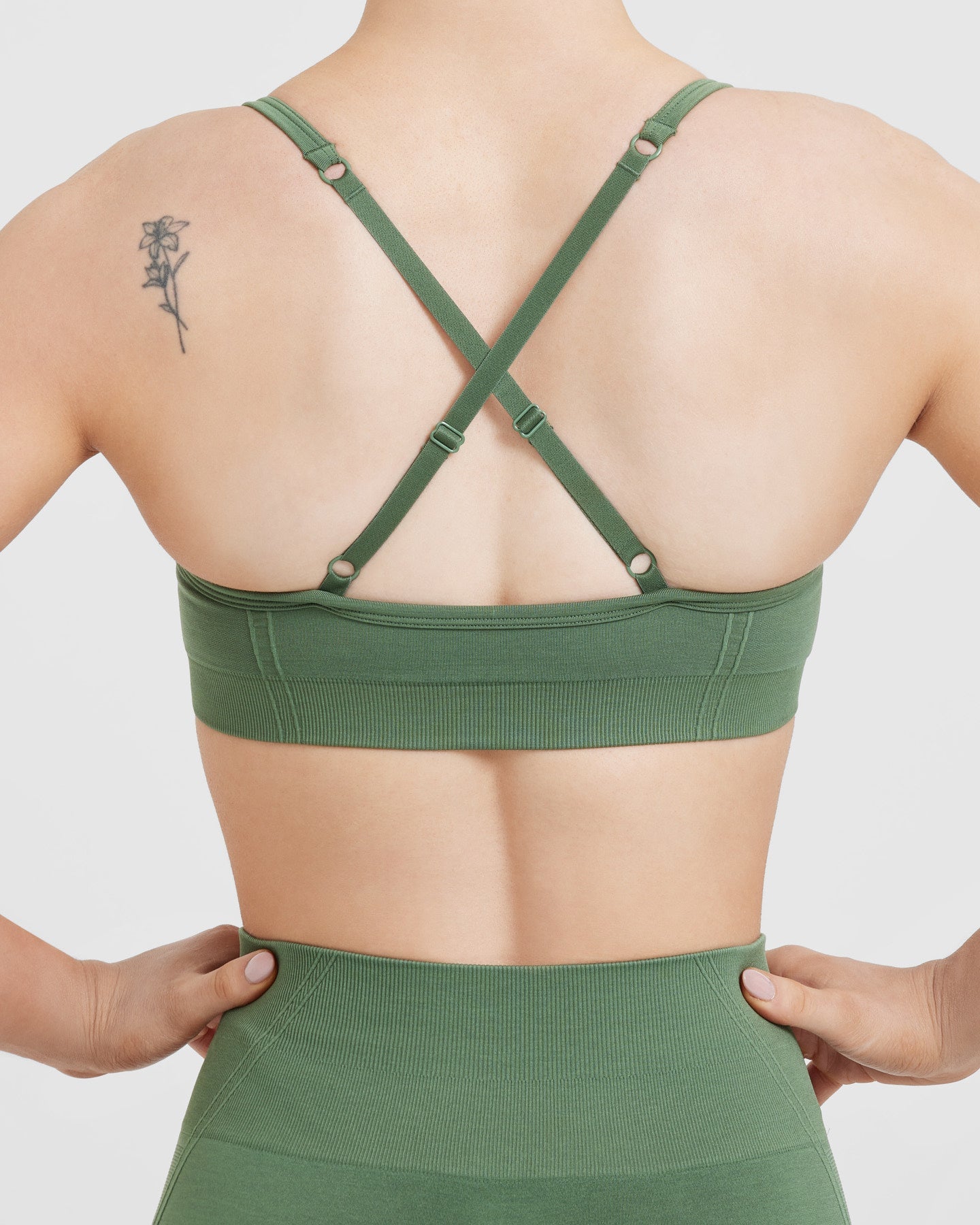 EffortlessLift Strappy Bralette with White Logo | Forest Green - Image 5