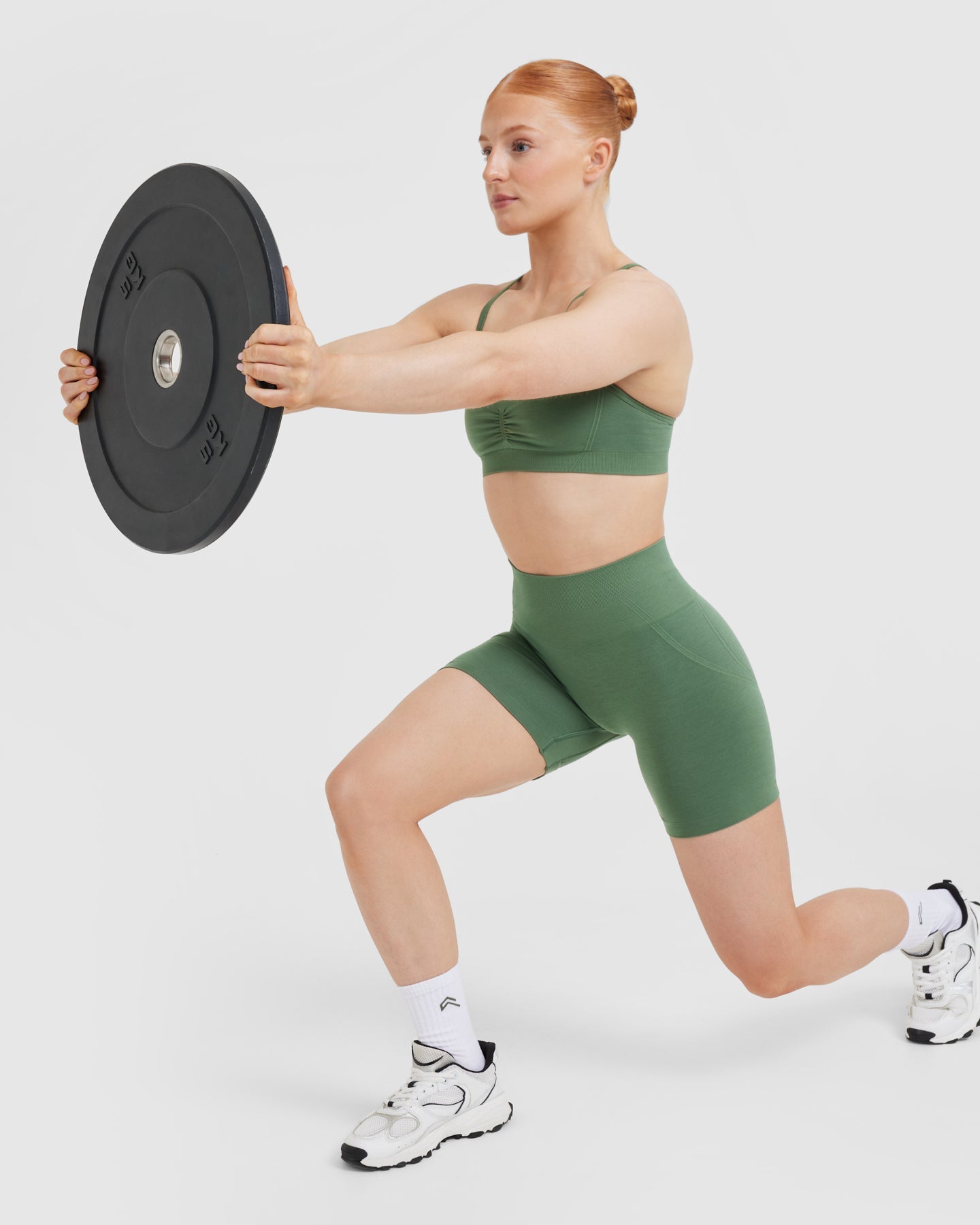 EffortlessLift Strappy Bralette with White Logo | Forest Green - Image 6