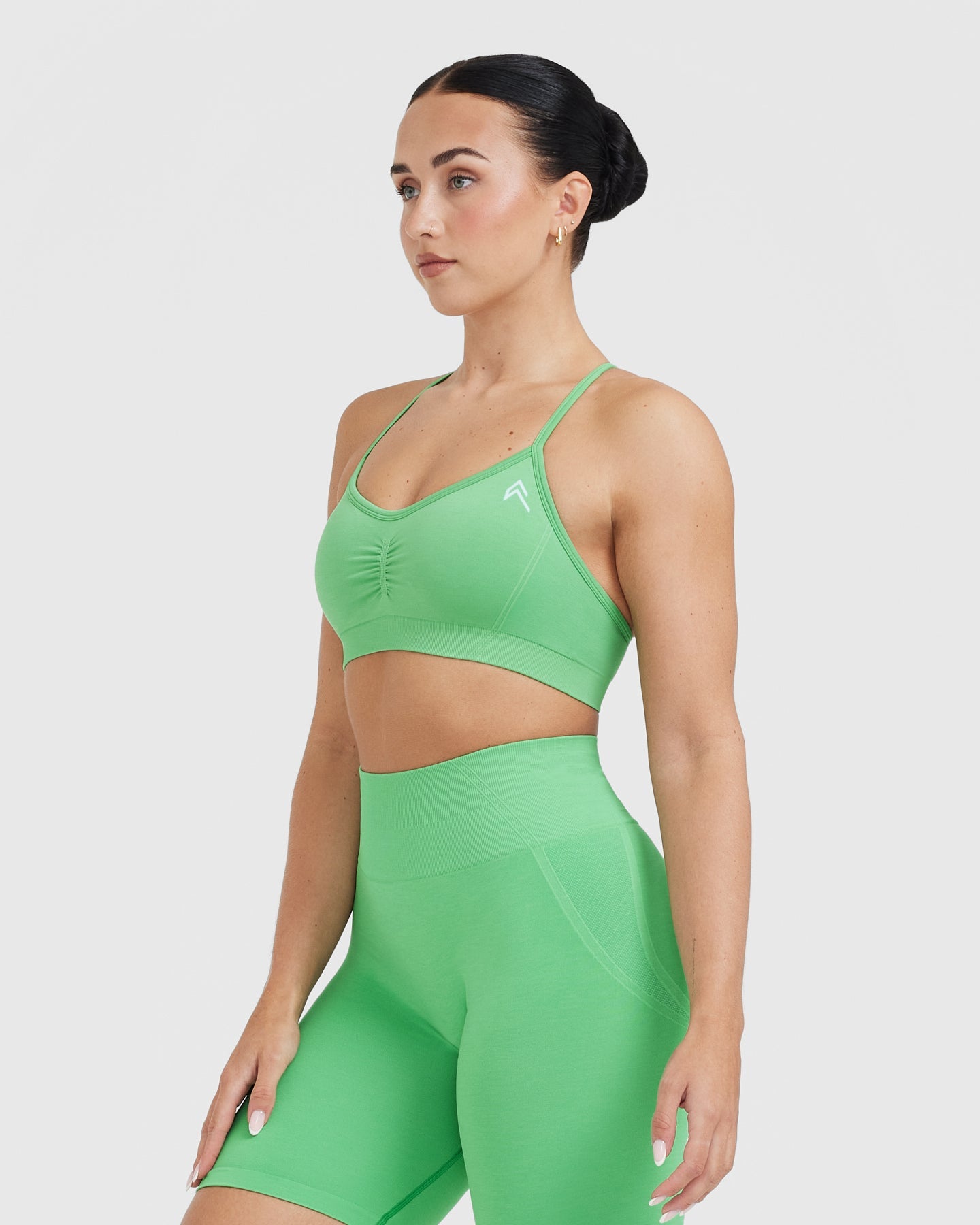 EffortlessLift Strappy Bralette with White Logo | Jade - Image 3