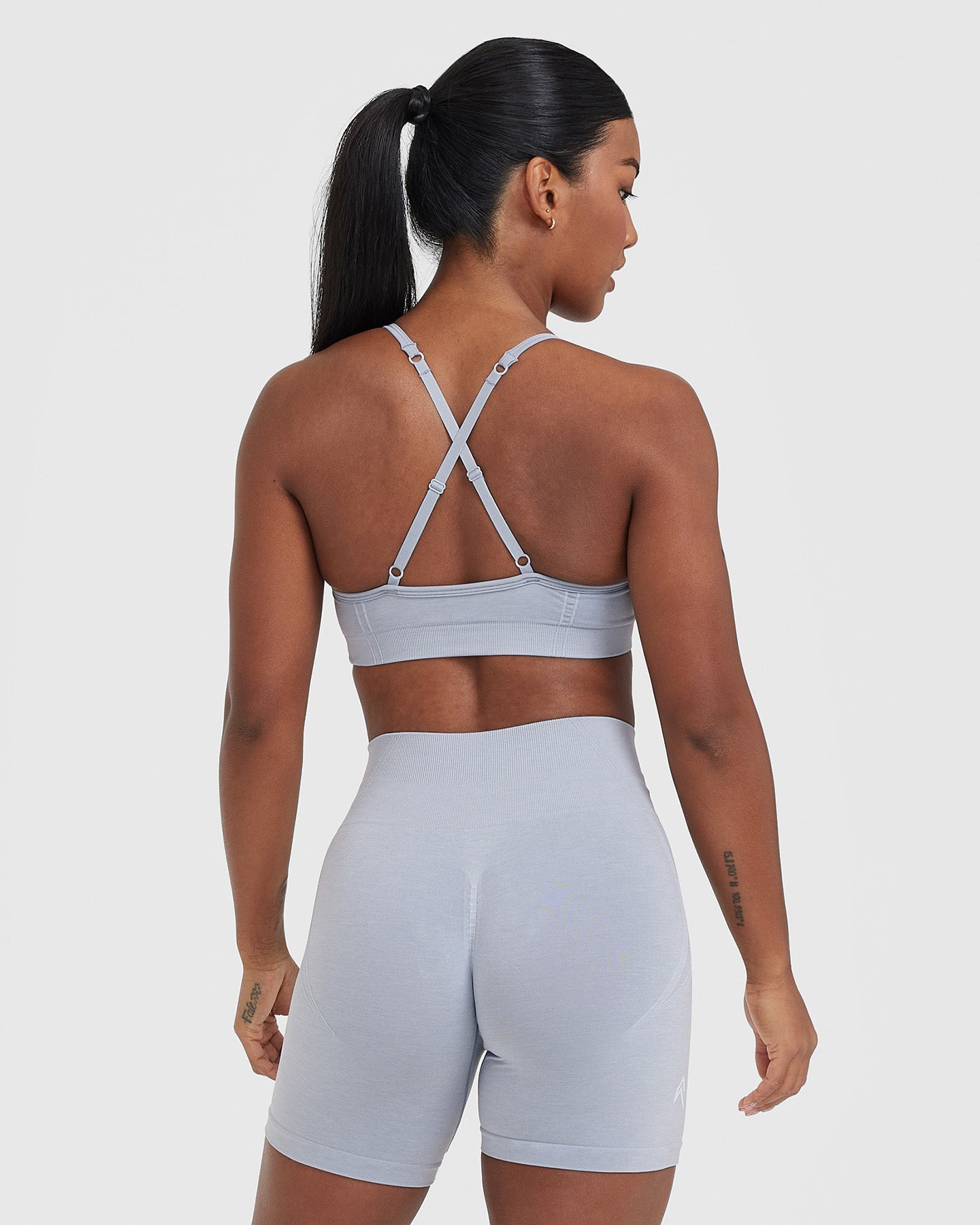 Alternative view of EffortlessLift Strappy Bralette with White Logo | Metal Grey