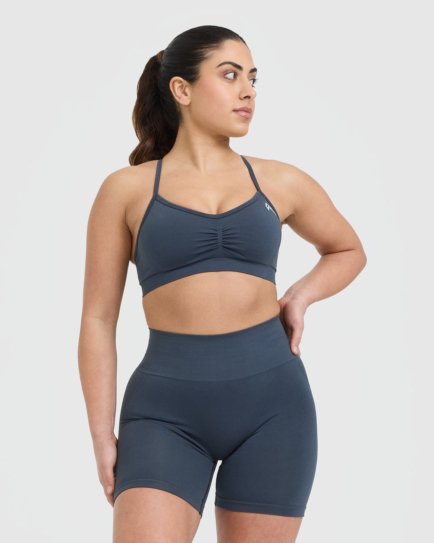 EffortlessLift Strappy Bralette with White Logo | True Blue