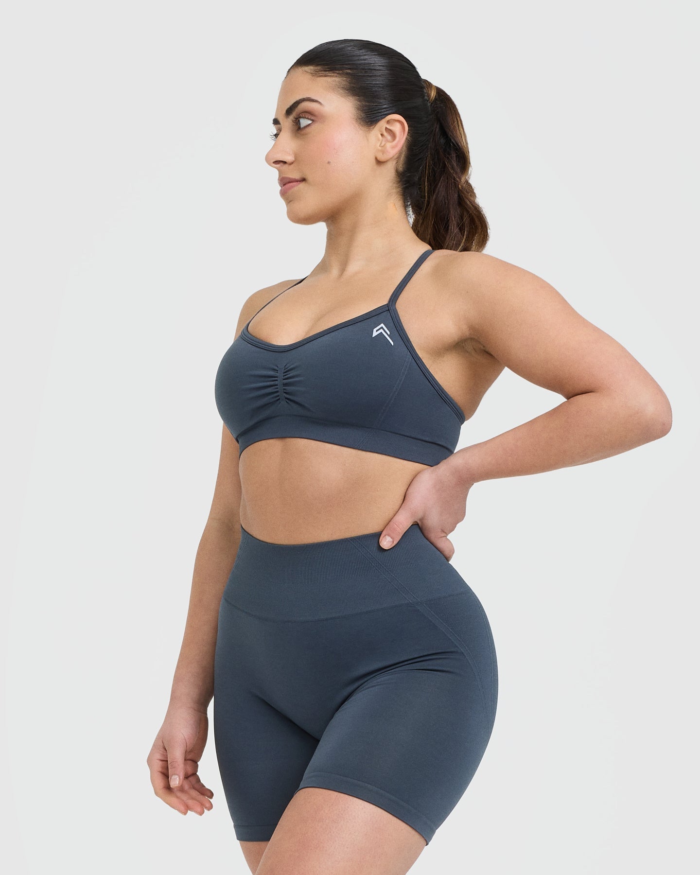 EffortlessLift Strappy Bralette with White Logo | True Blue - Image 3