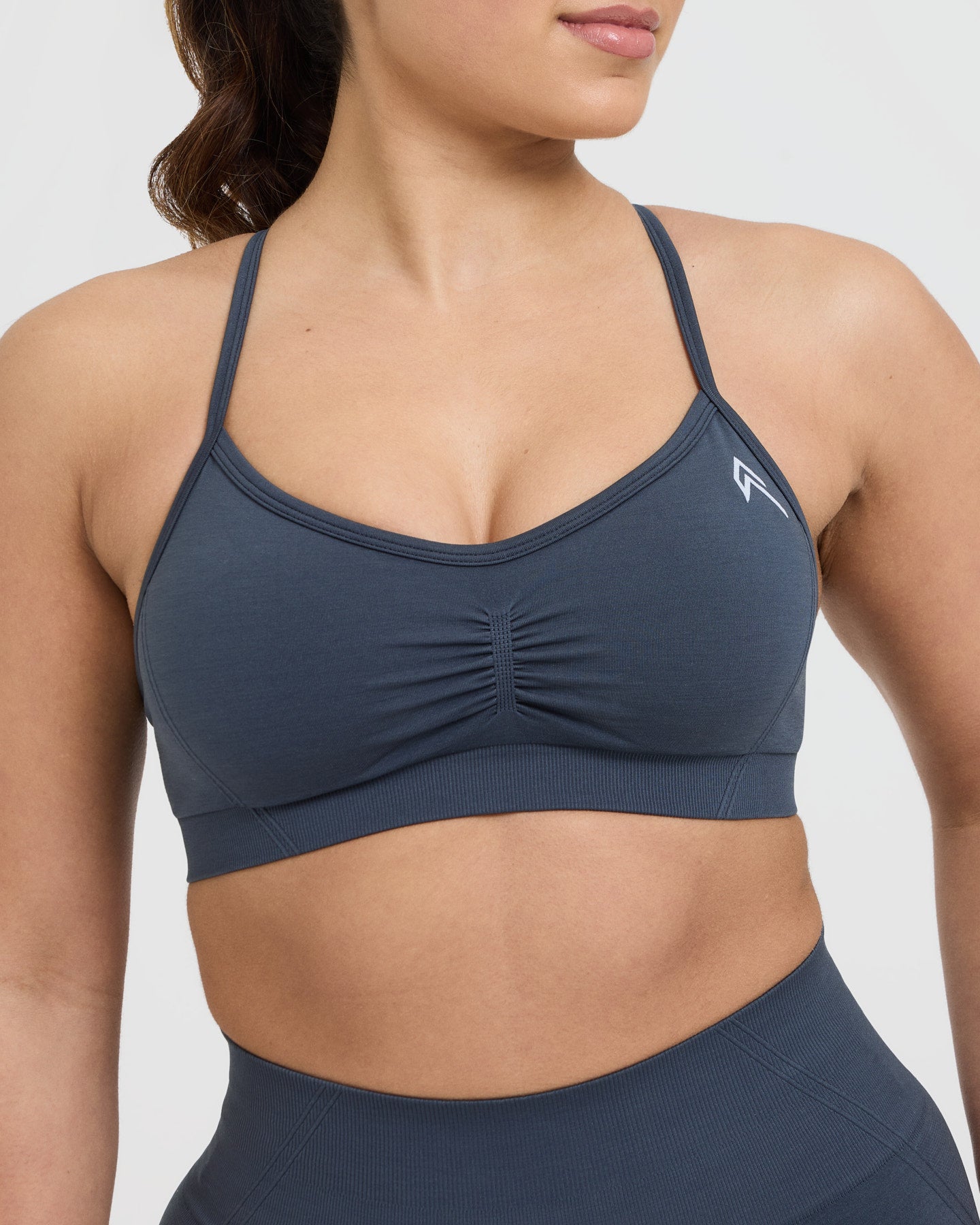 EffortlessLift Strappy Bralette with White Logo | True Blue - Image 4
