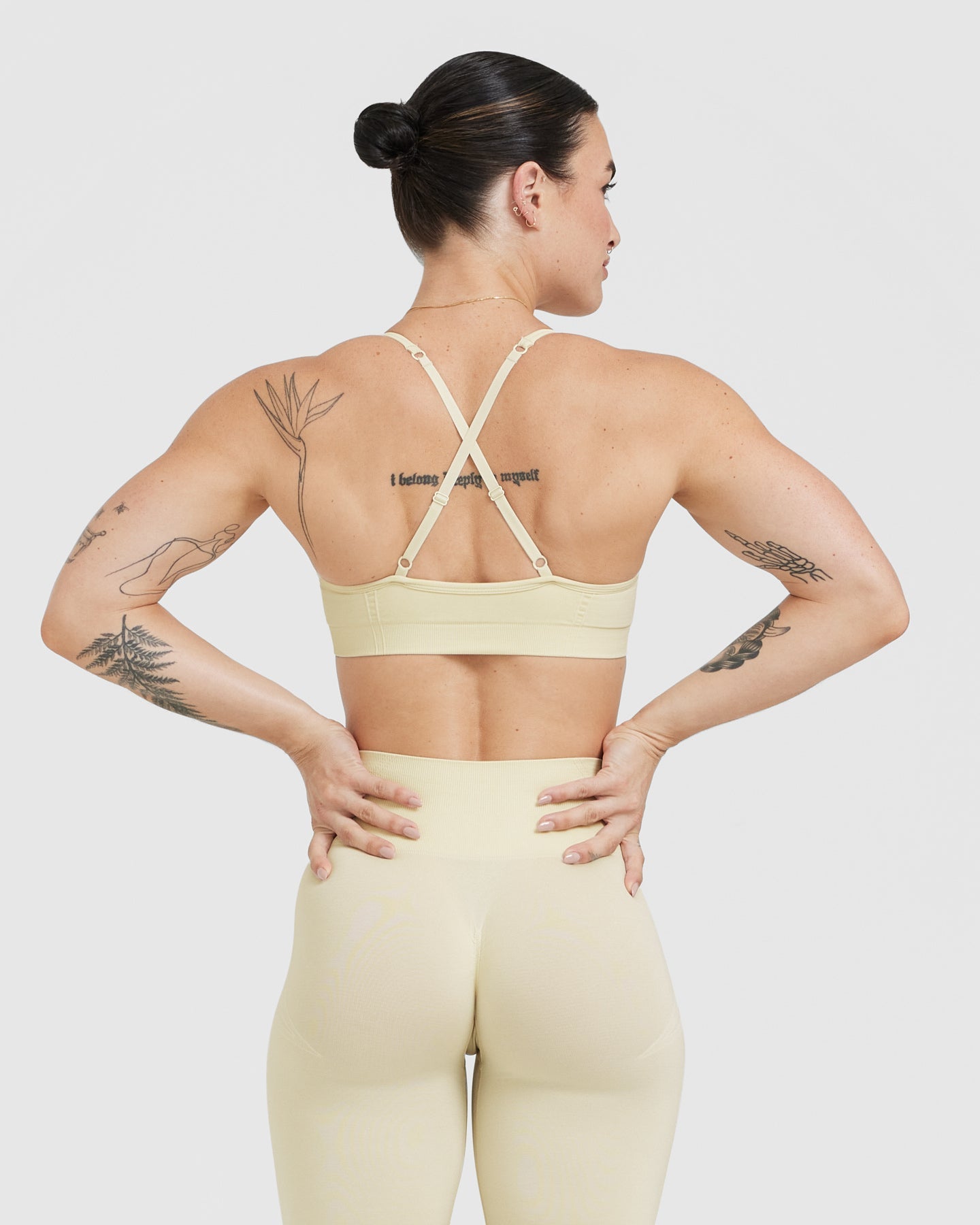 Alternative view of EffortlessLift Strappy Bralette with White Logo | Vanilla