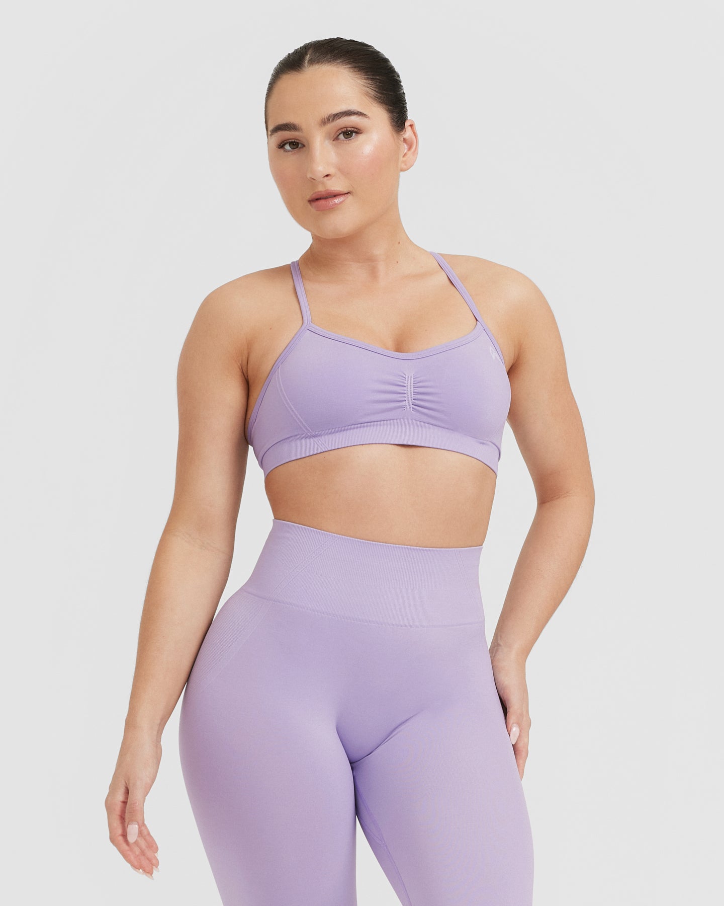 EffortlessLift Strappy Bralette with White Logo | Wisteria Purple